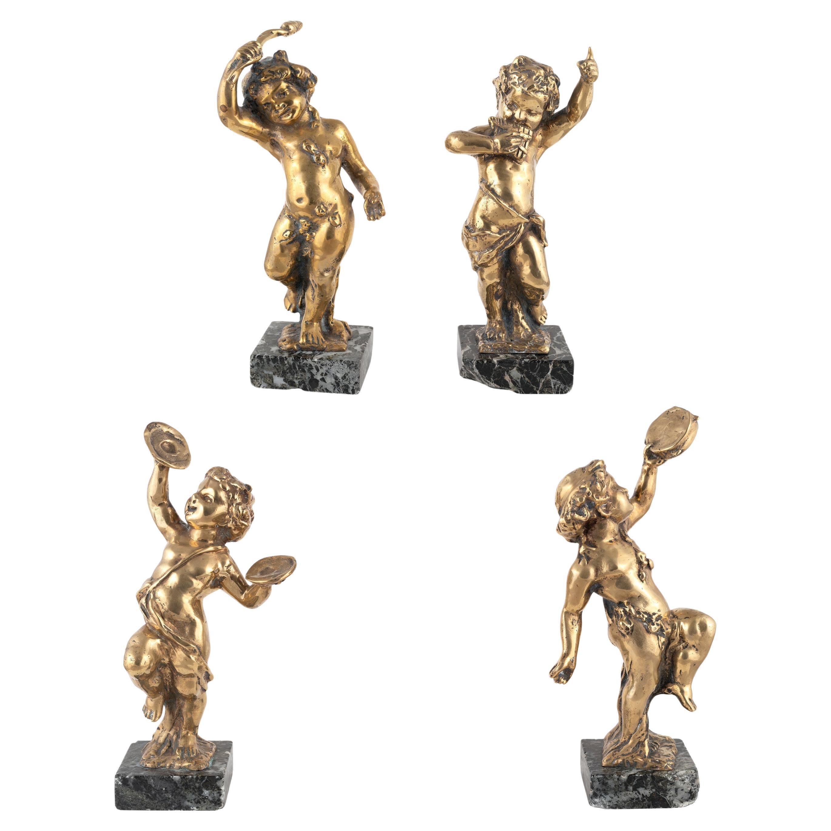 A Four of late 19th century Italian Gilt Bronze Figures Of Musical For Sale at 1stDibs