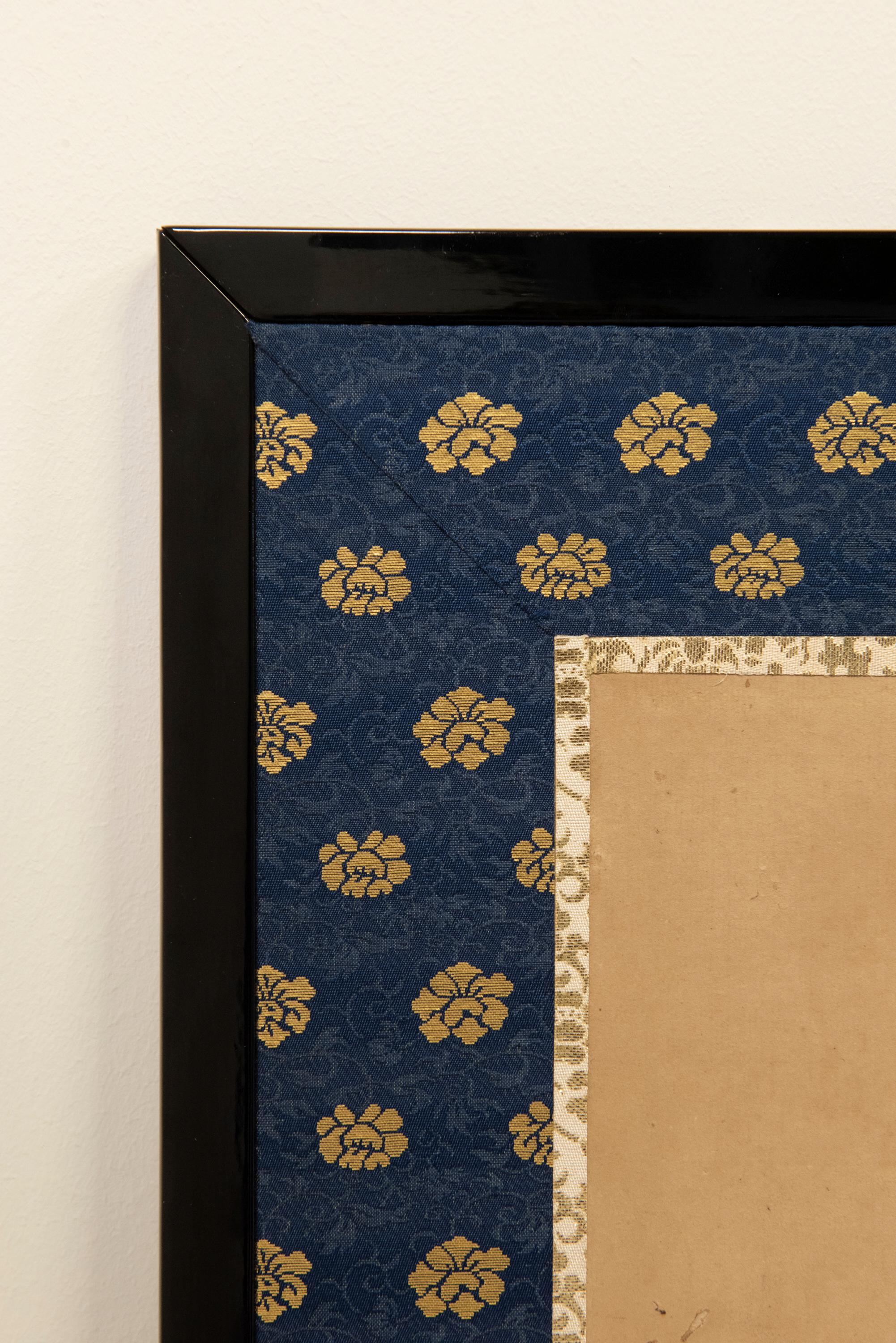 Japanese A four-panel folding screen depicting a Yamabushi and two Samurai For Sale