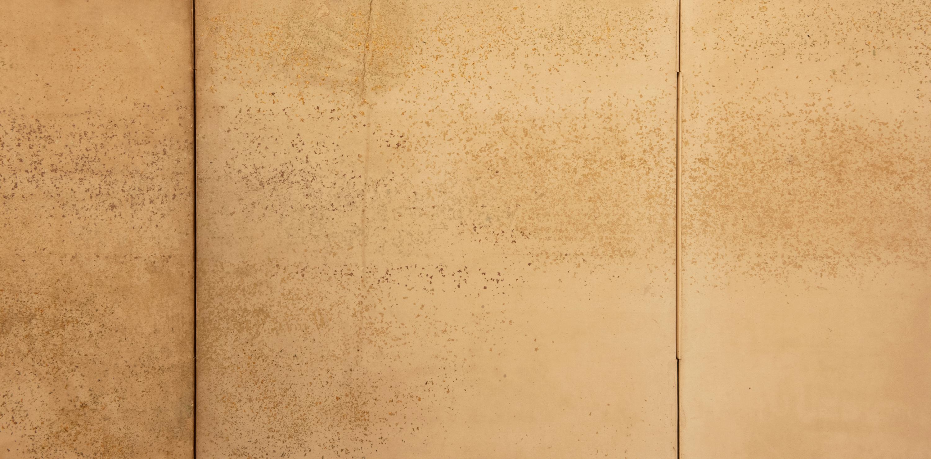 Paper A four-panel folding screen depicting a Yamabushi and two Samurai For Sale