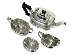 Four-Piece English Sheffield Rectangular Silver Tea Service