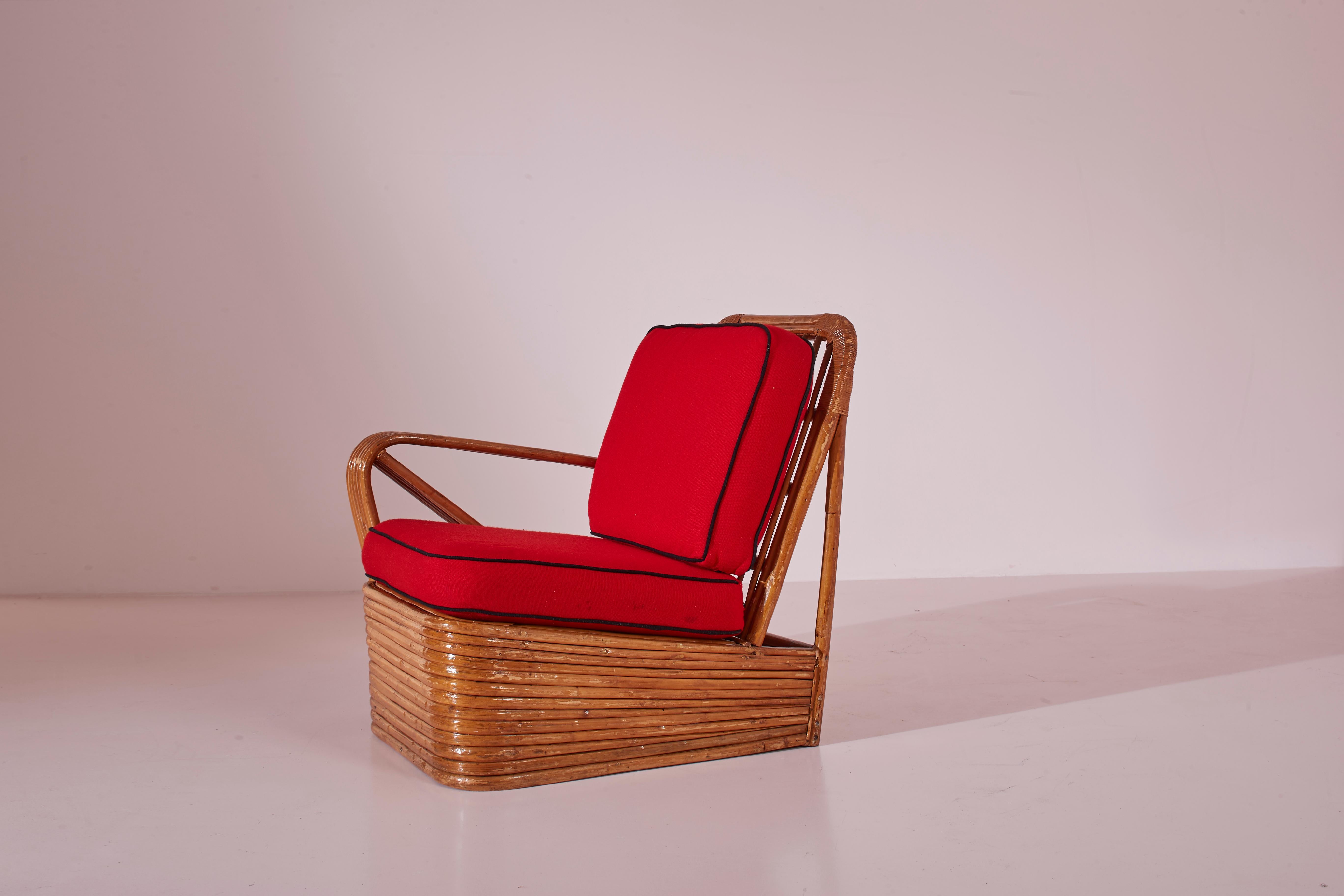 Un divano componibile a quattro posti in rattan e tessuto nello stile di Paul Theodore Fabrice. in vendita 5