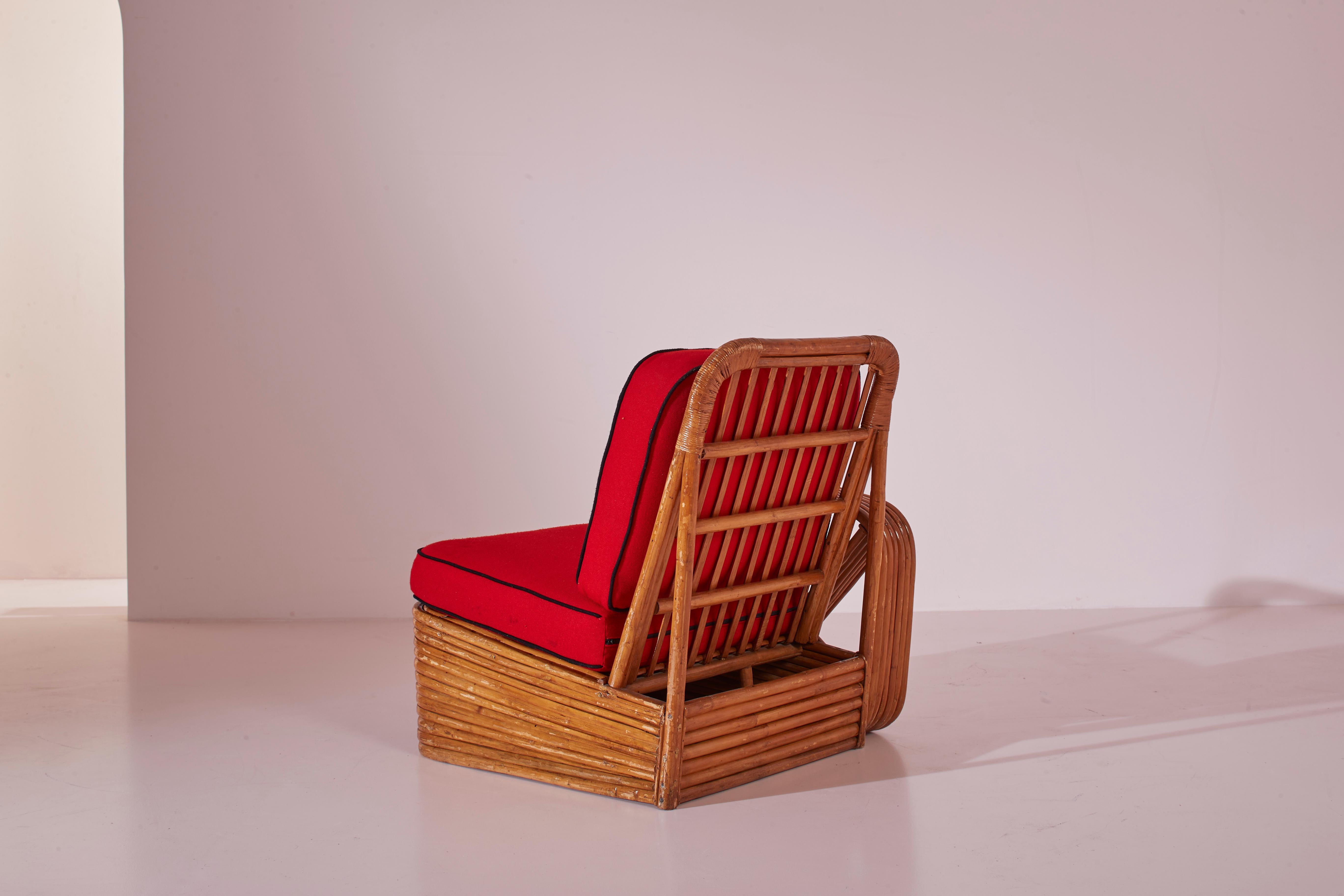 Ein viersitziges Rattan- und Stoffsofa mit vier Sitzen im Stil von Paul Theodore Frank im Angebot 9