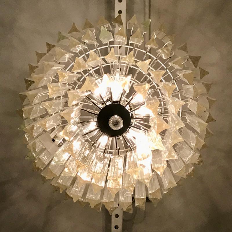 Mid-Century Modern A Four-tier Italian Camer Glass Chandelier For Sale