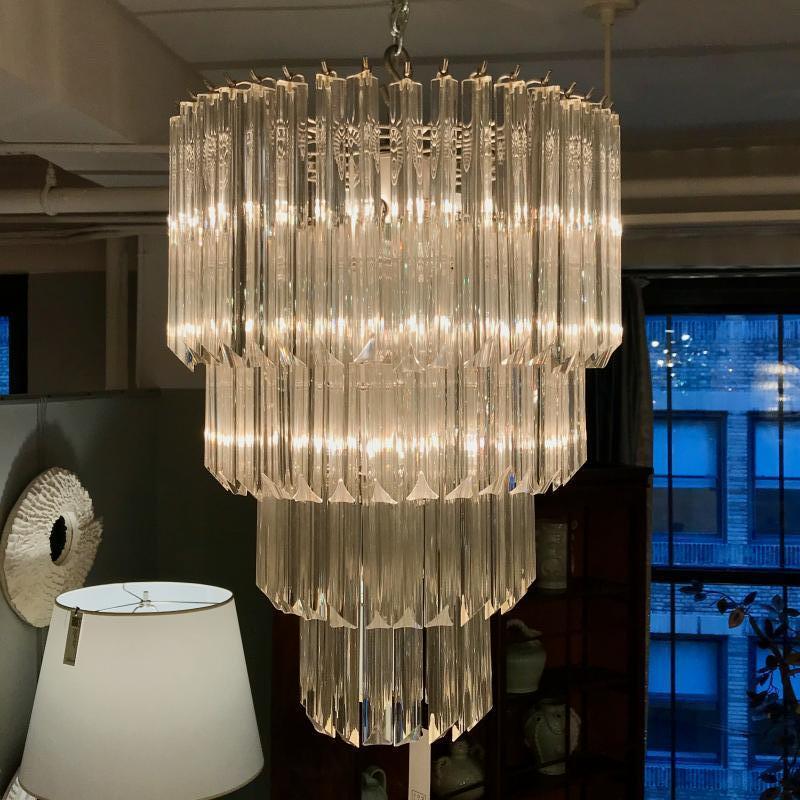 A Four-tier Italian Camer Glass Chandelier In Good Condition For Sale In New York, NY