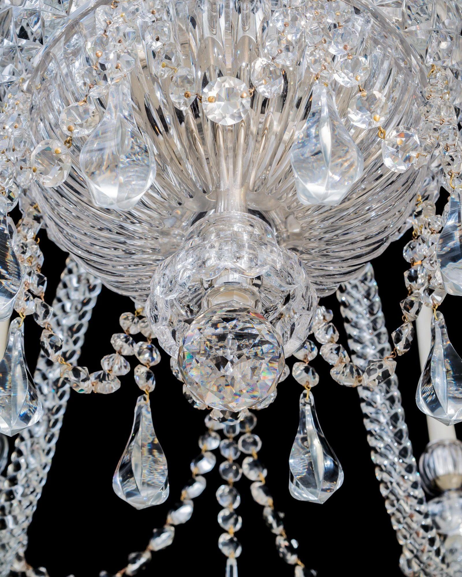 English A Fourteen Light Victorian Crystal Chandelier By F&C Osler For Sale