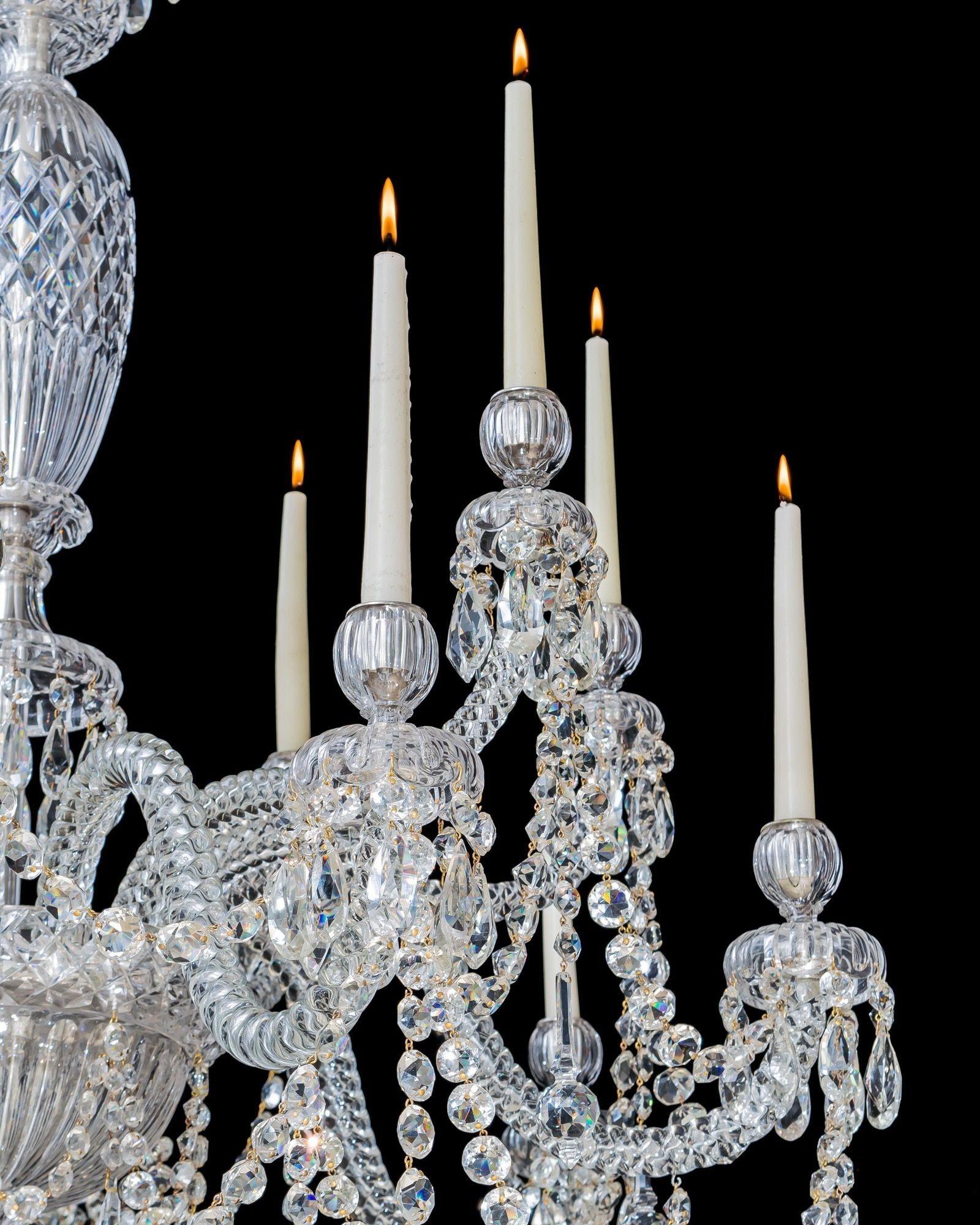 19th Century A Fourteen Light Victorian Crystal Chandelier By F&C Osler For Sale
