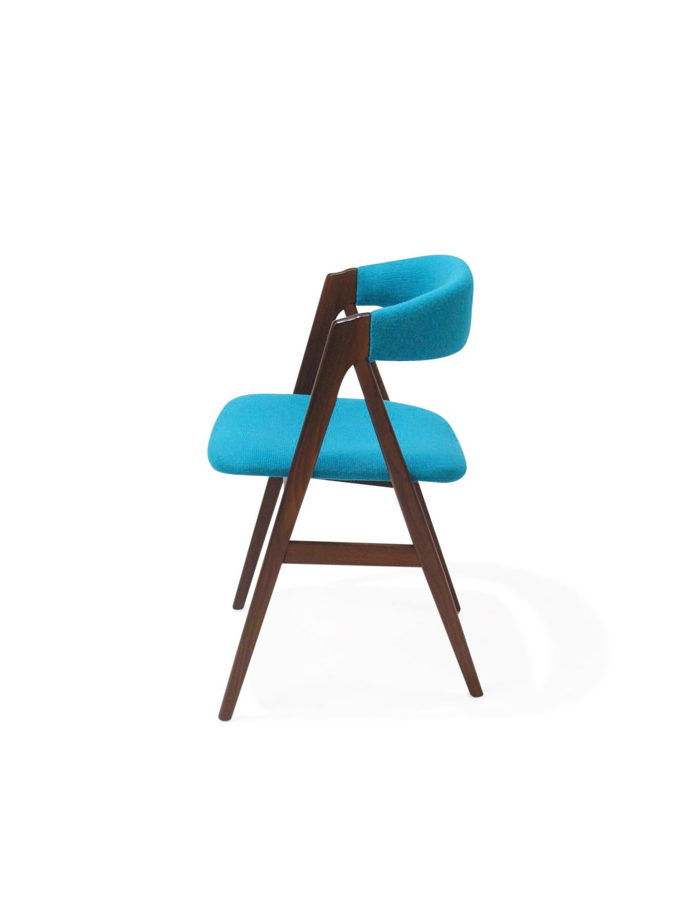 20th Century A-Frame Danish Dining Chairs in Turquoise Wool