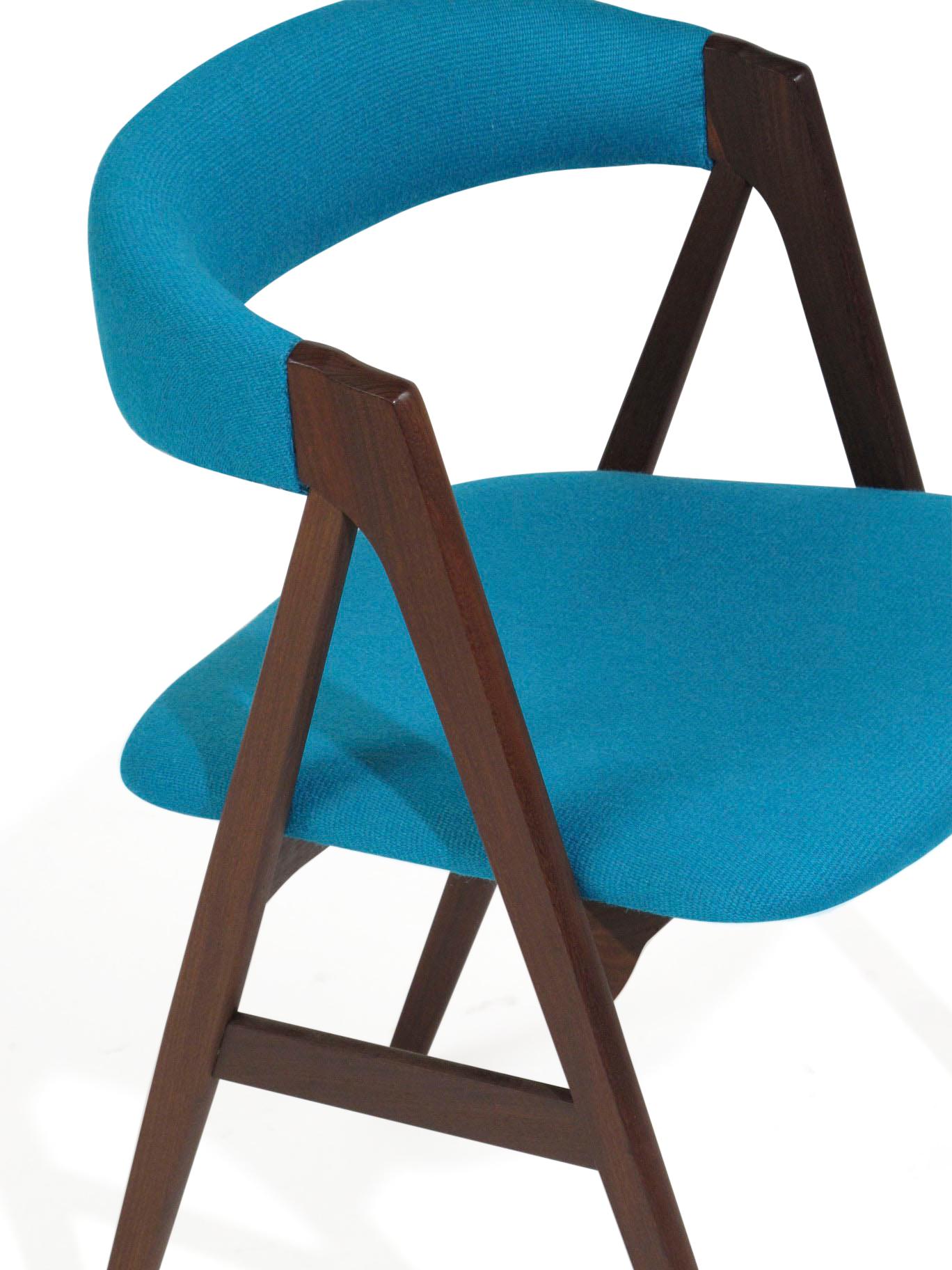 A-Frame Danish Dining Chairs in Turquoise Wool 1