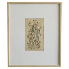 A frame with an old Japanese Buddhist woodblock print / amulet / 1800-1912
