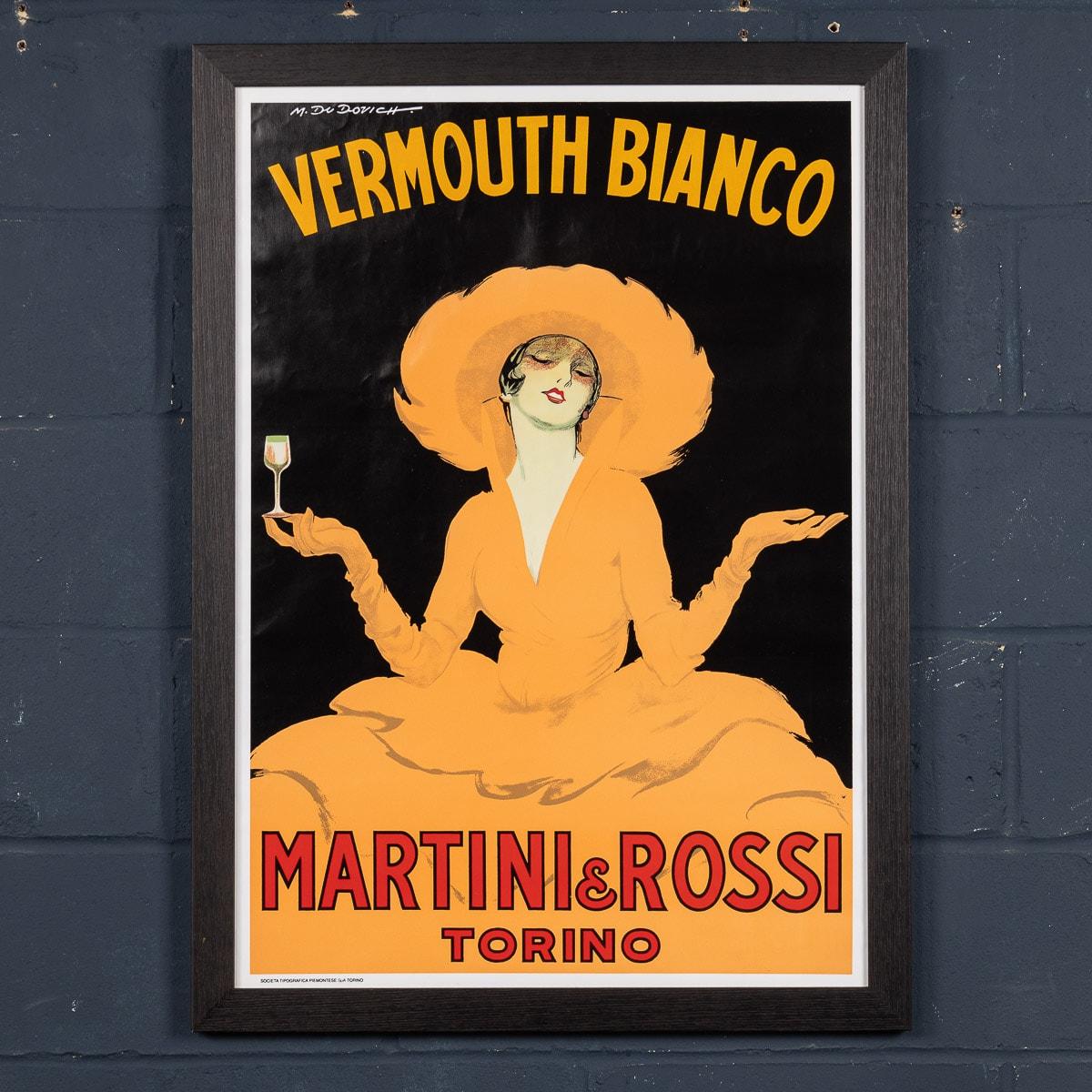 This outstanding Martini poster was designed in the 1930’s and such was its popularity that it was still being used in the 1950’s. It was produced for the Martini & Rossi alcoholic beverage company. This iconic poster features an elegant woman with