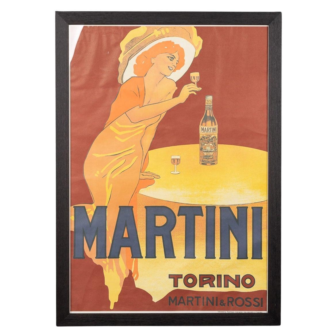 Framed Advertising Poster for Martini, Italy, c.1970 For Sale
