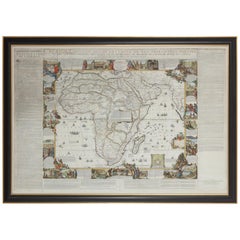 Gerahmte handkolorierte Afrika-Karte von Nicolas de Fer