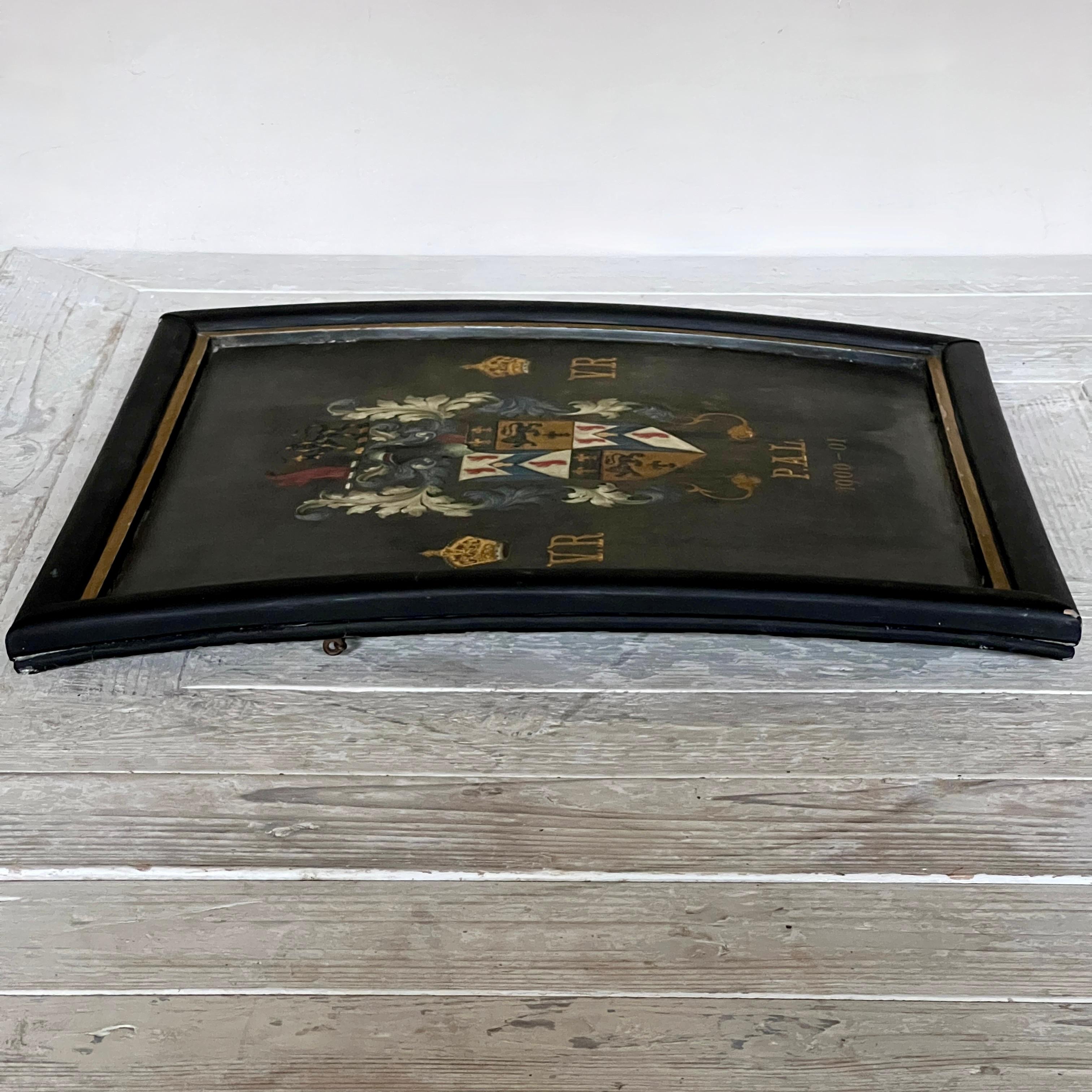 A Framed Hand Painted Coat Of Arms Coach Panel Circa 1900 For Sale 3