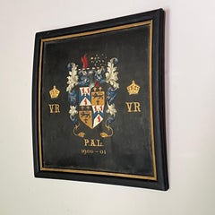 A Framed Hand Painted Coat Of Arms Coach Panel Circa 1900