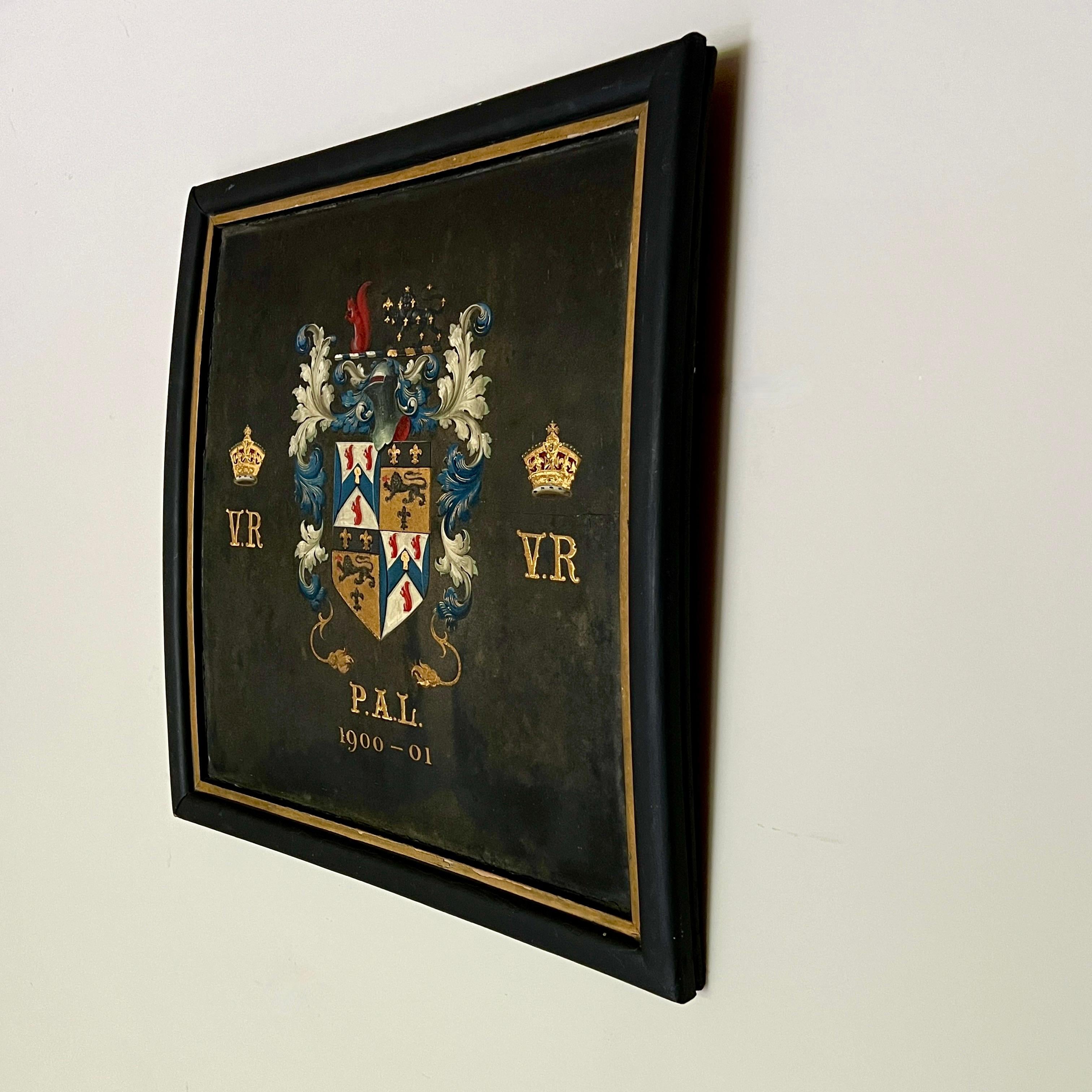 Beech A Framed Hand Painted Coat Of Arms Coach Panel Circa 1900 For Sale