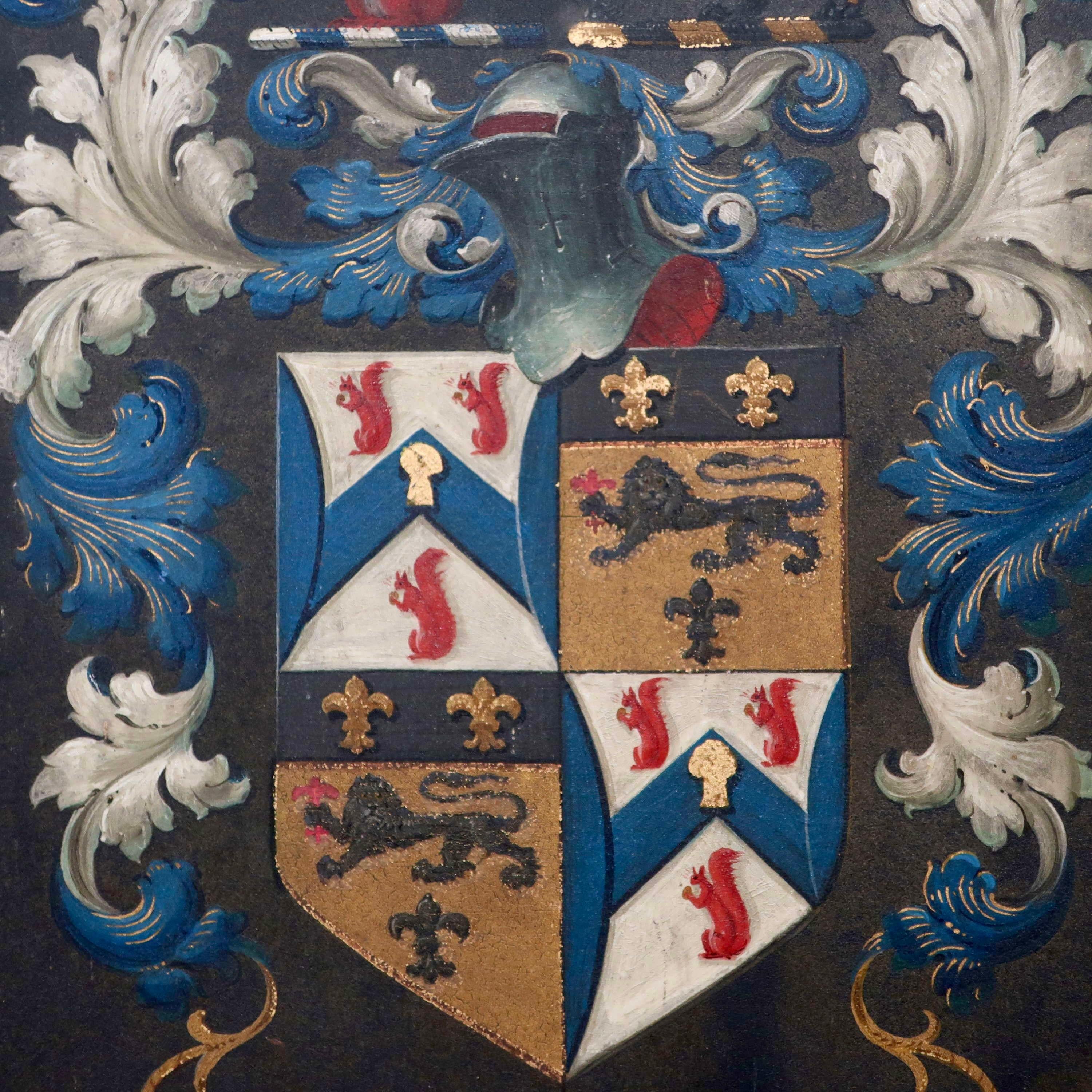 A Framed Hand Painted Coat Of Arms Coach Panel Circa 1900 For Sale 1
