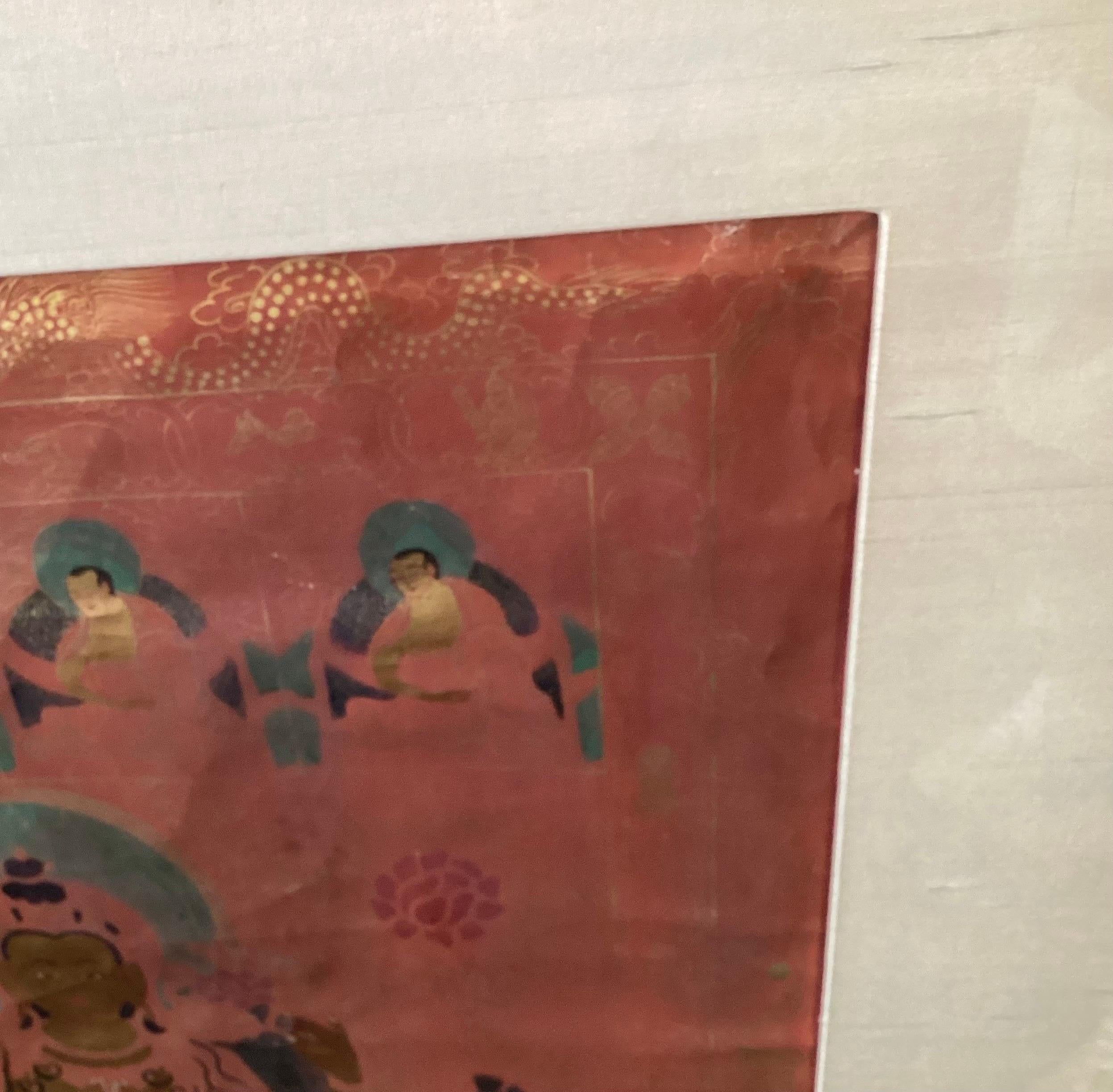 Framed Hand Painted Thangka Painting In Good Condition For Sale In Lambertville, NJ