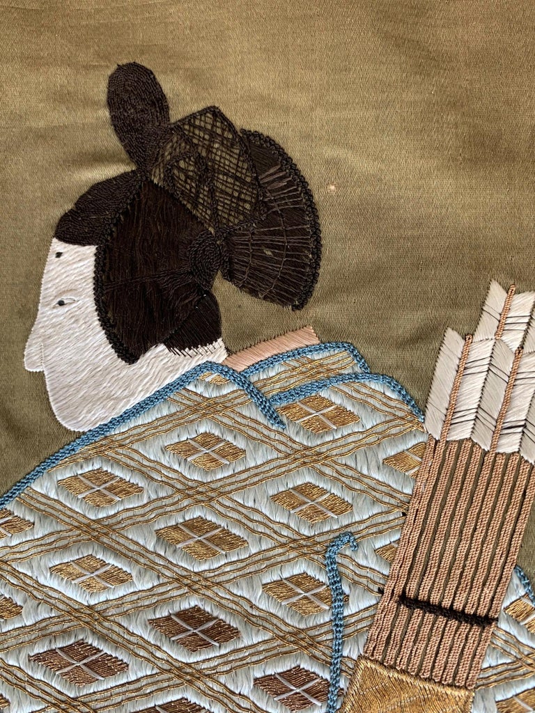 Framed Japanese Embroidery Textile Art from Meiji Period at 1stDibs
