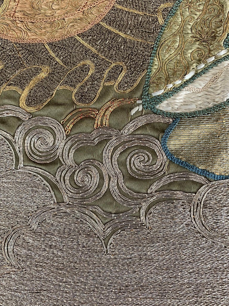 Framed Japanese Embroidery Textile Art from Meiji Period at 1stDibs