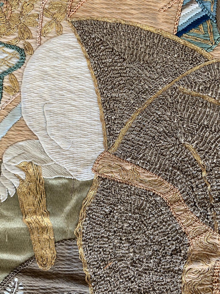 Framed Japanese Embroidery Textile Art from Meiji Period at 1stDibs