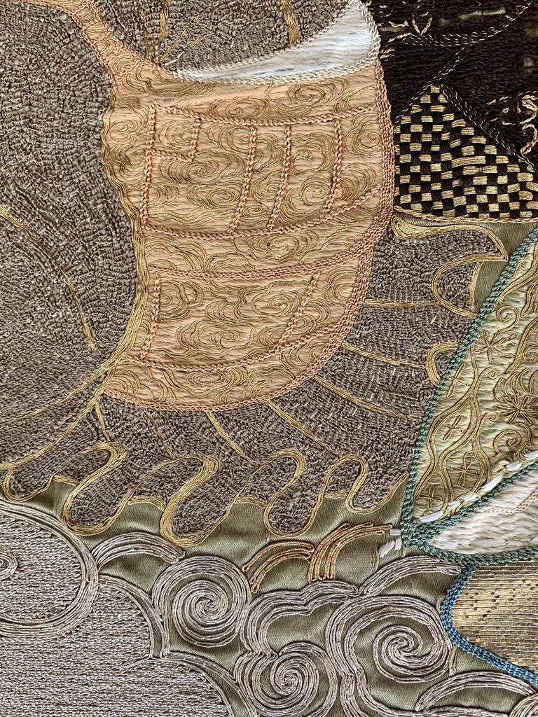 Framed Japanese Embroidery Textile Art from Meiji Period at 1stDibs