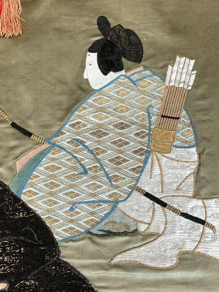 Framed Japanese Embroidery Textile Art from Meiji Period at 1stDibs