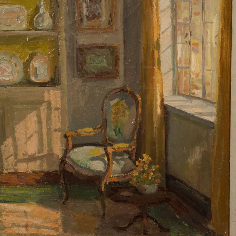 Framed Oil Painting of an Interior at 1stDibs