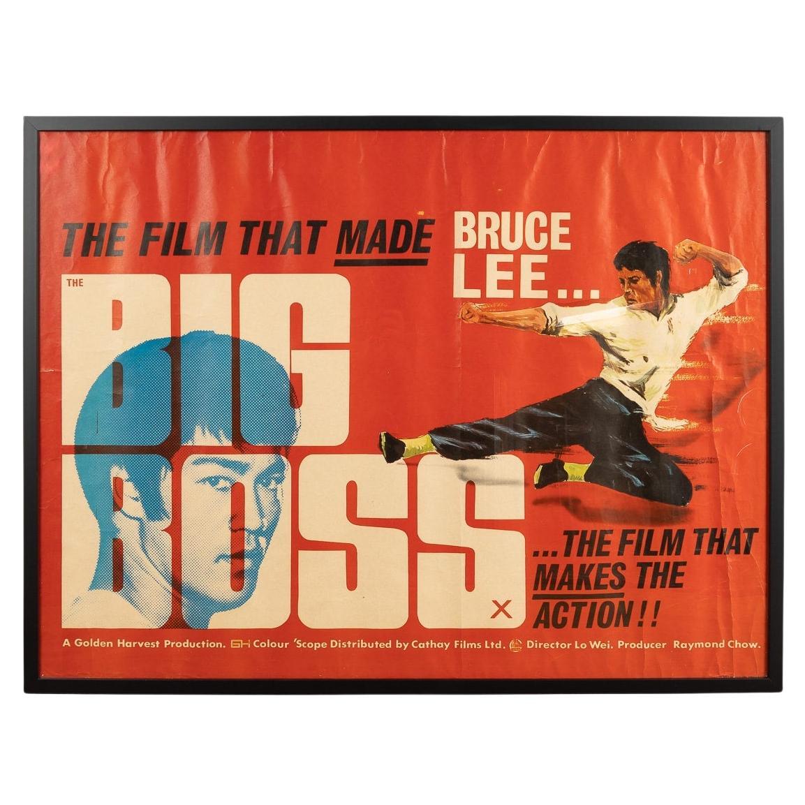 A Framed Original British Quad Bruce Lee "The Big Boss" Movie Poster, c.1971 For Sale