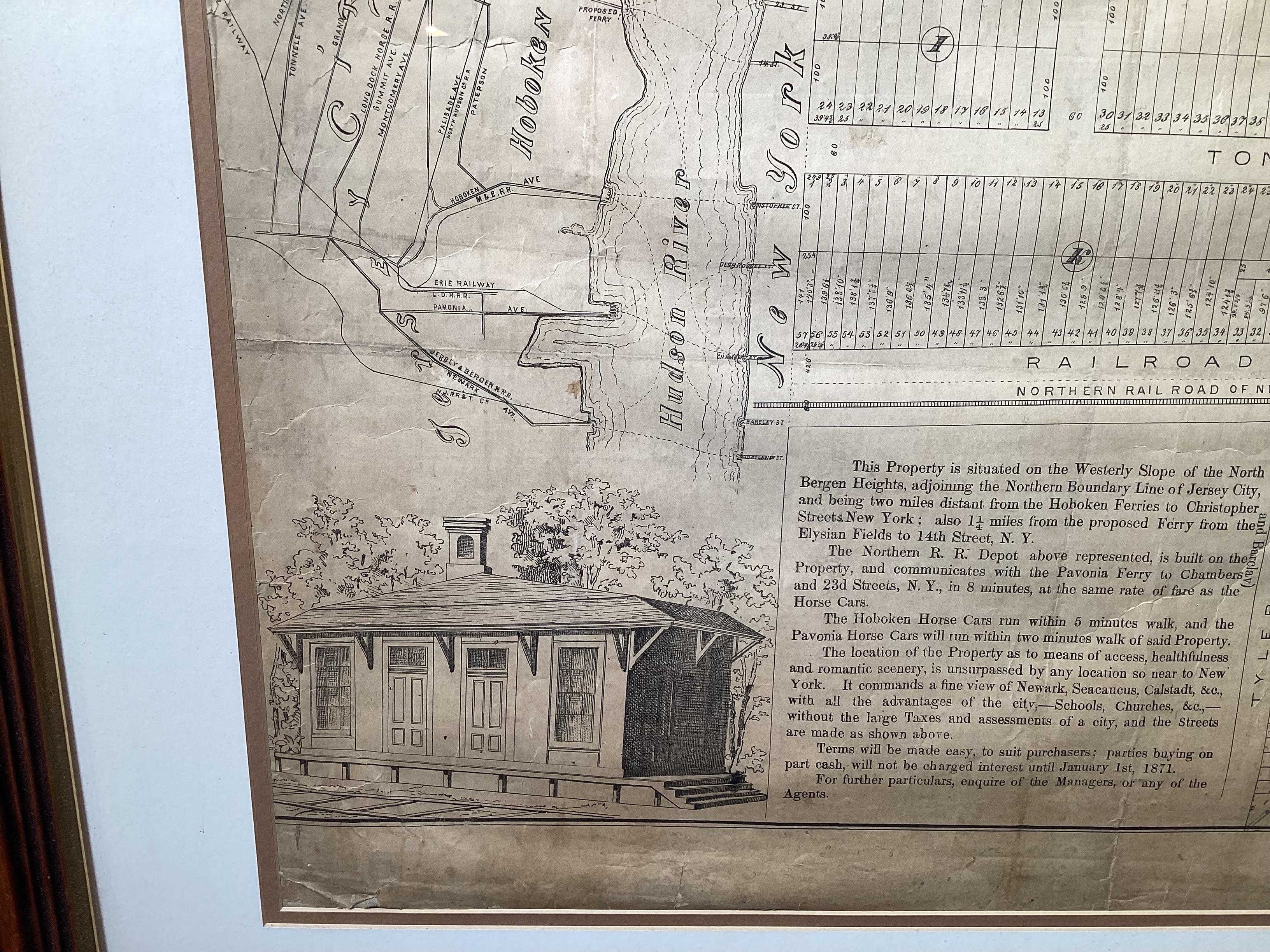 Framed Original Land Map Survey of Tyler Park, Jersey City Railroad For Sale 1