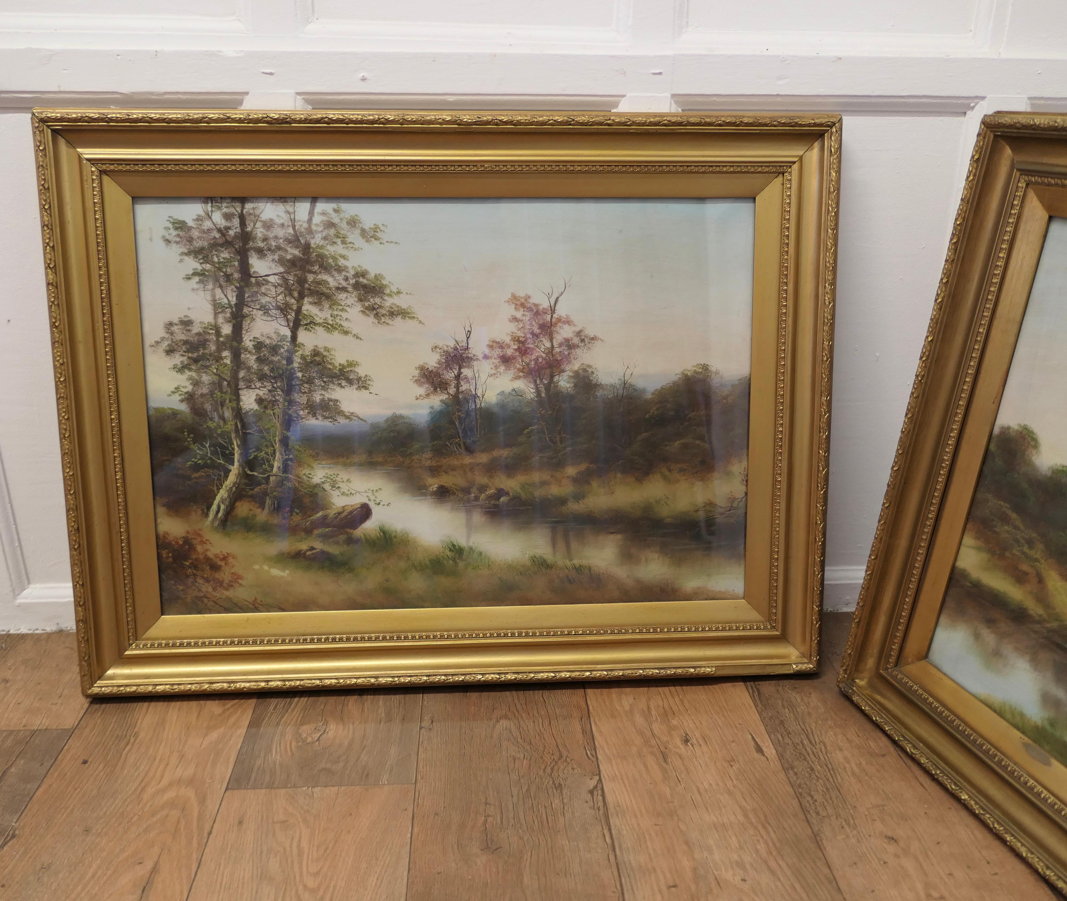 Ein gerahmtes Paar von  Aquarellmalerei, Englische Landschaften    (Viktorianisch) im Angebot