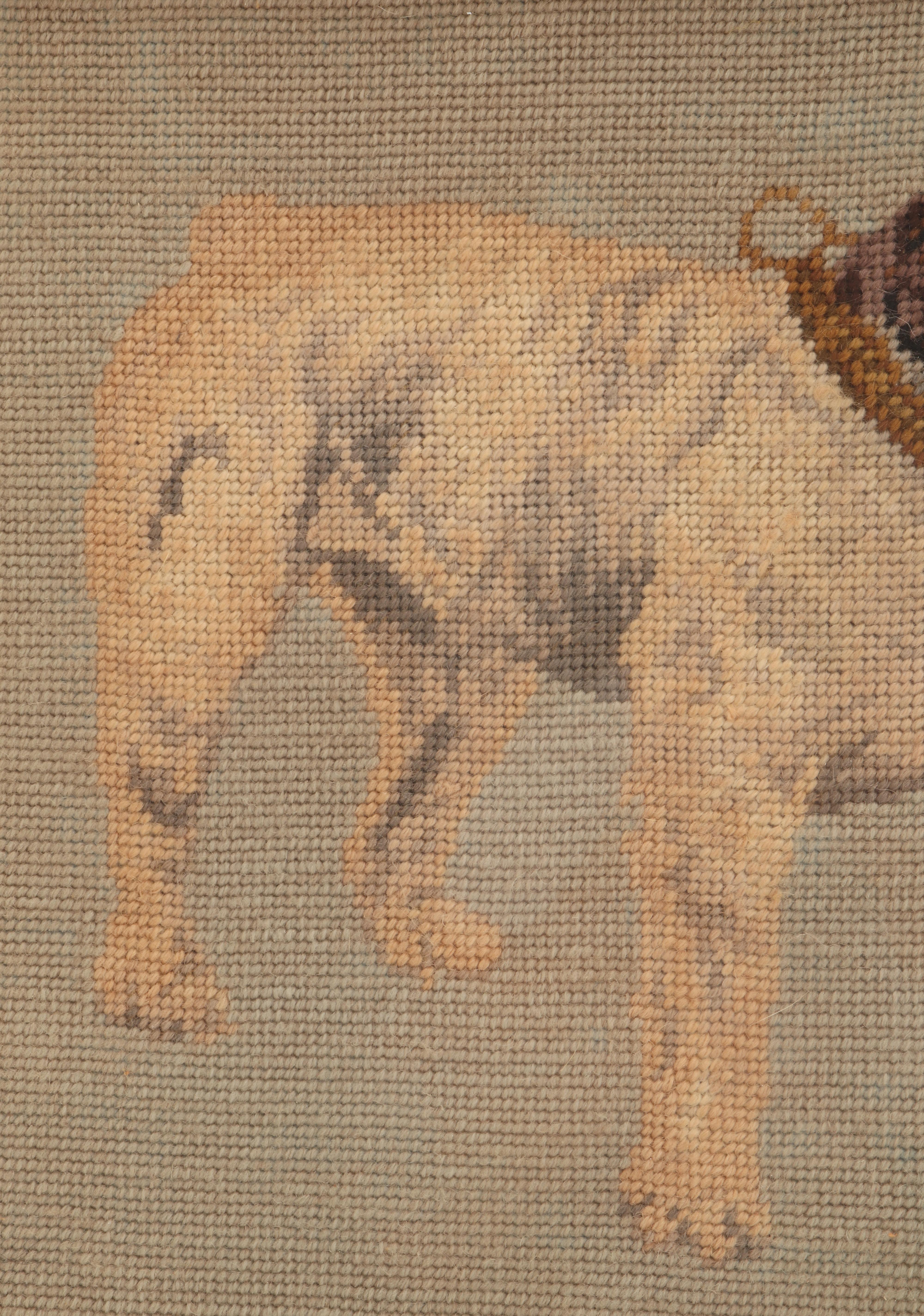 Embroidered Framed Petit-Point Depicting a Bulldog, Austria, 1880 For Sale