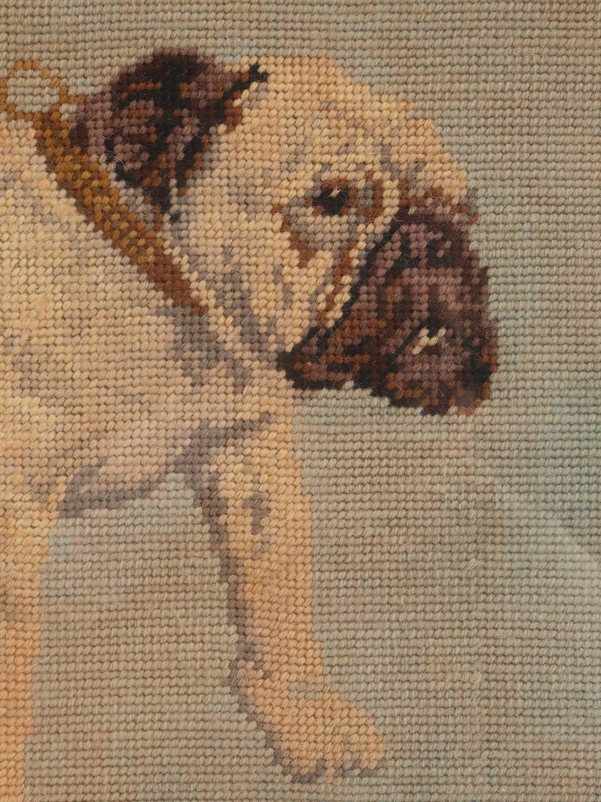 Petit point encadré représentant un bulldog anglais, Autriche fin du 19e siècle. Bon état - En vente à Milan, IT