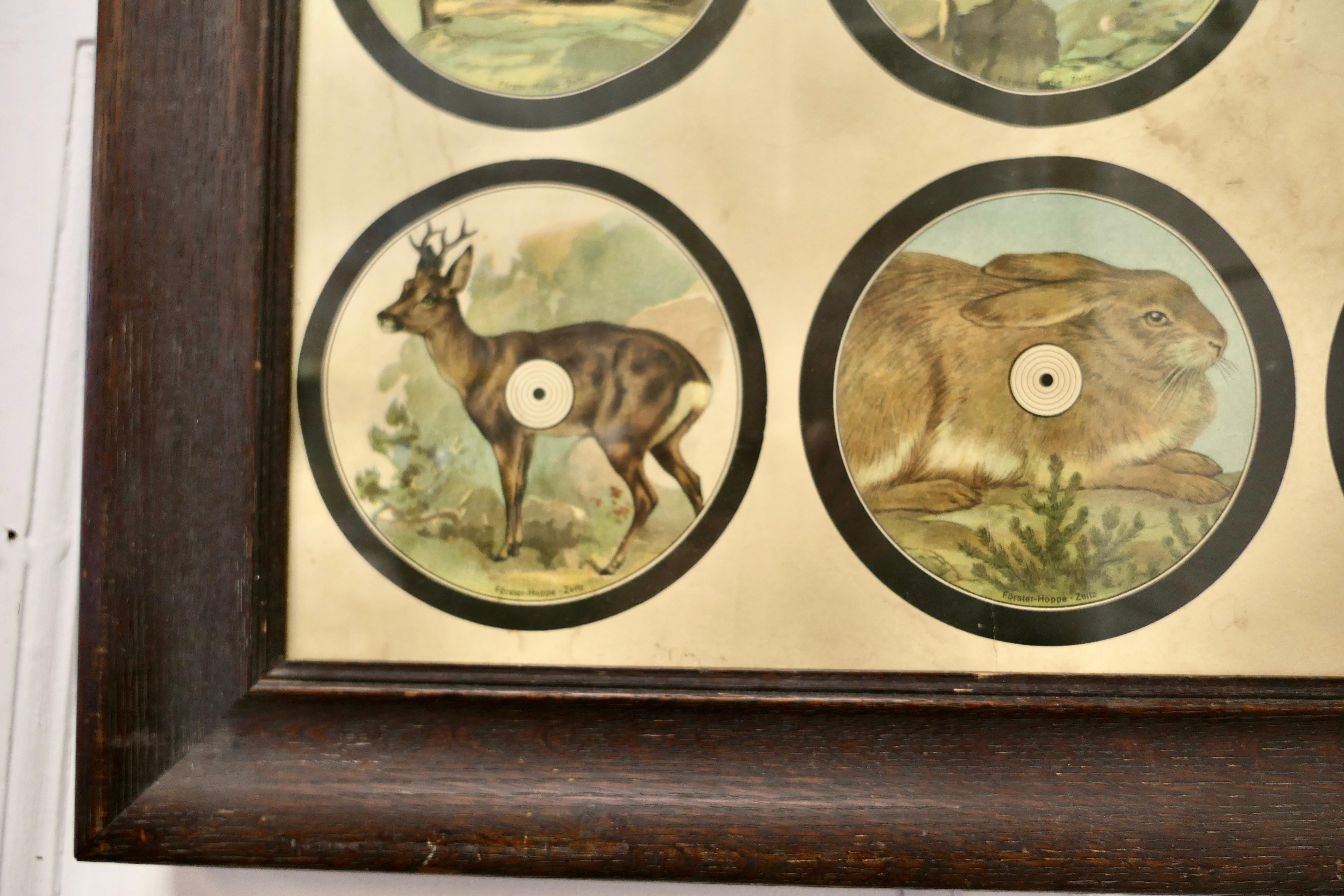 Late 19th Century Framed Set of Black Forest Hunting/Shooting Targets This Is a Charming Set