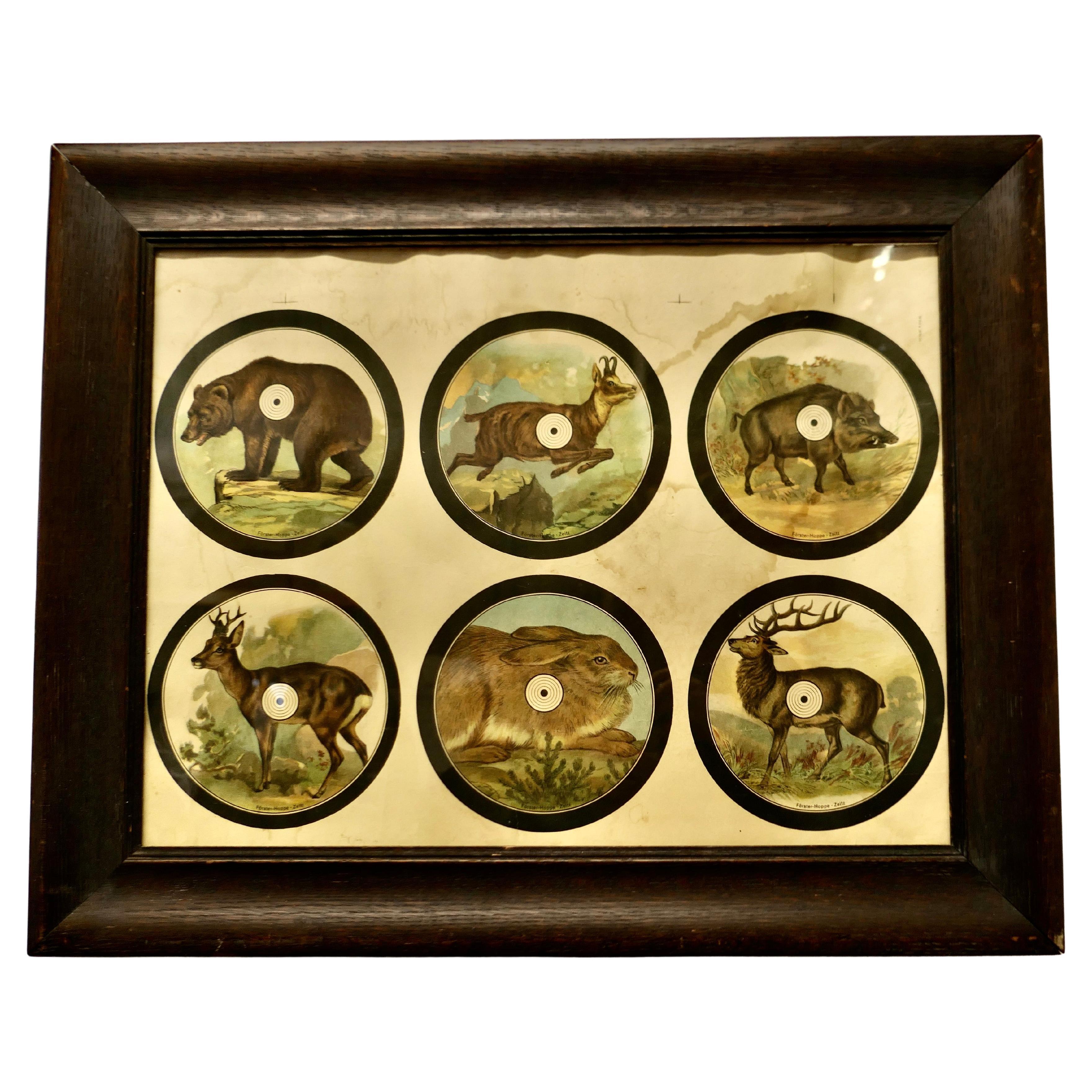 Framed Set of Black Forest Hunting/Shooting Targets This Is a Charming Set