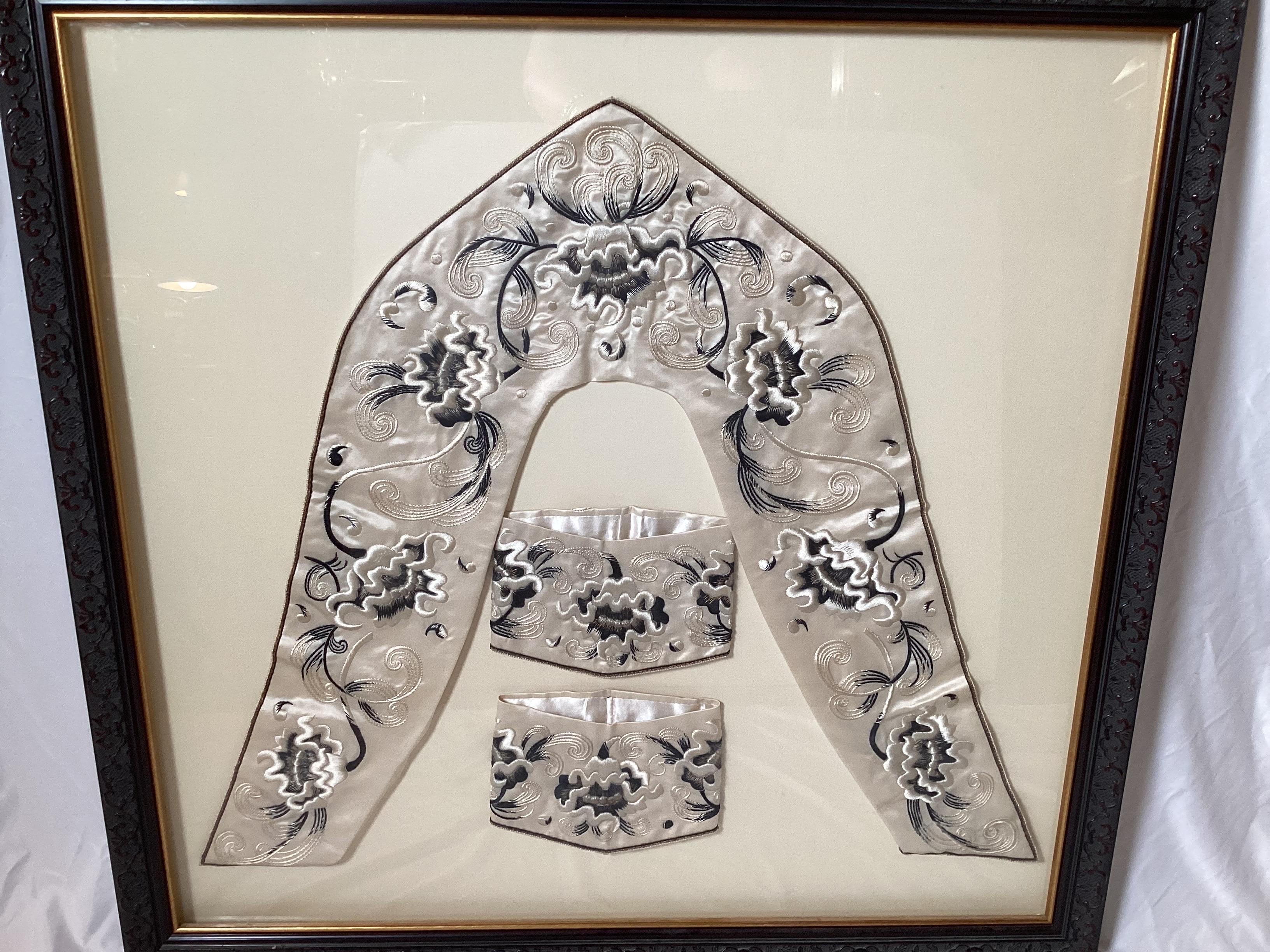 Asian Framed Silk Hand Embroidered Chines Vestments For Sale