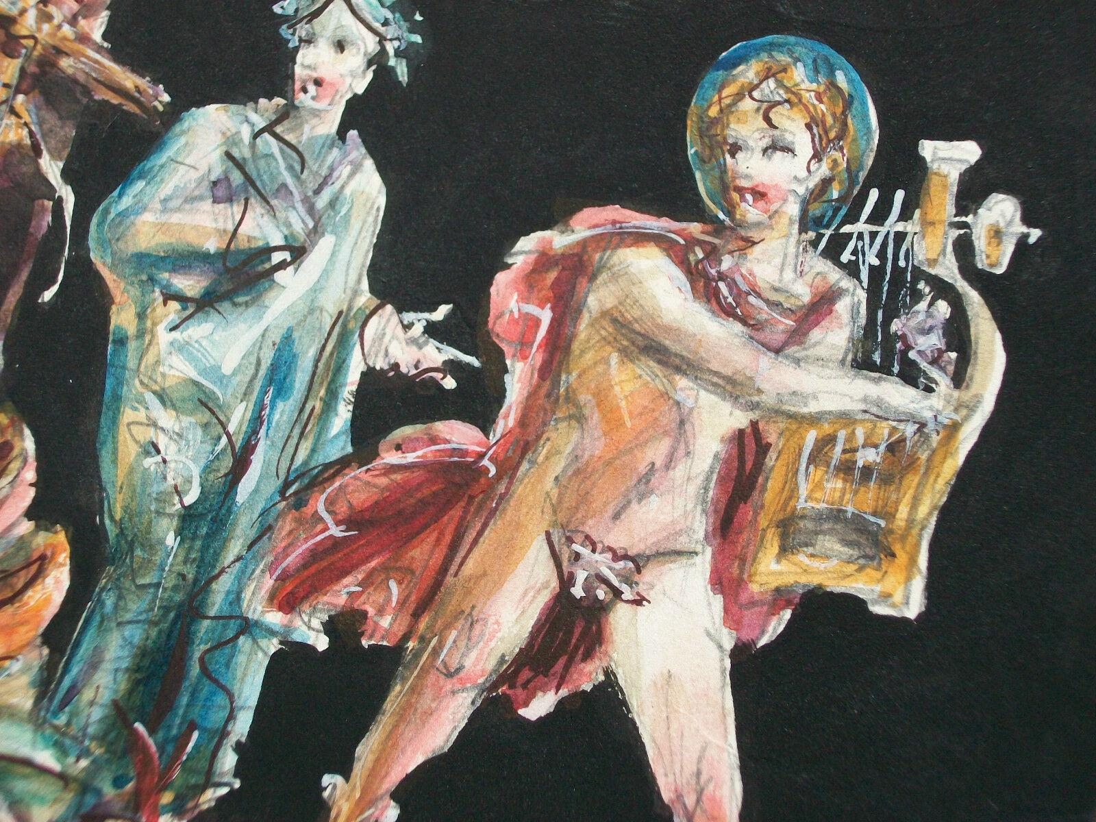 Paint A. Francione - 'Pompei' - Vintage Watercolor, Unframed, Italy, 20th Century For Sale