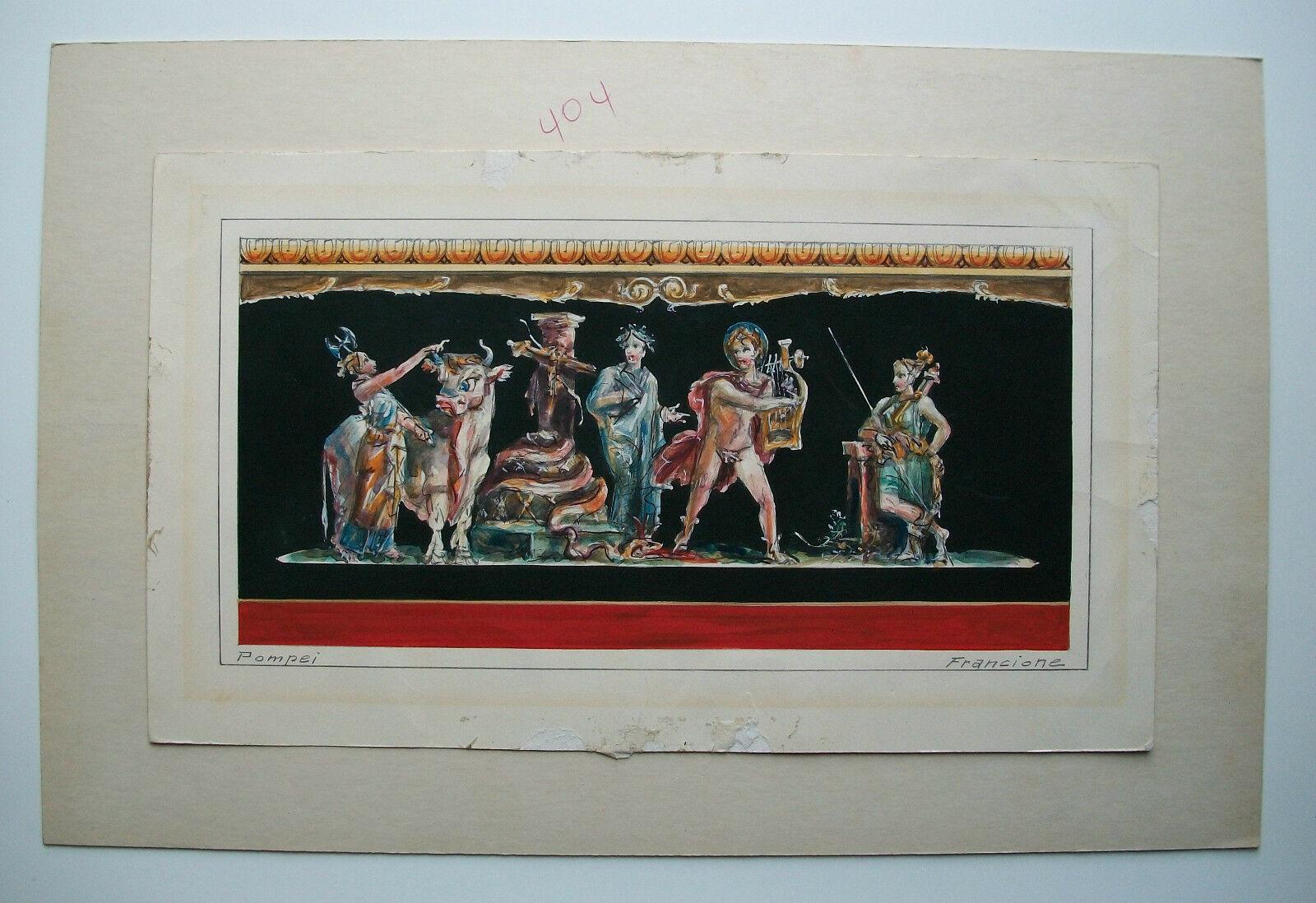 A. Francione - 'Pompei' - Vintage Watercolor, Unframed, Italy, 20th Century For Sale 1