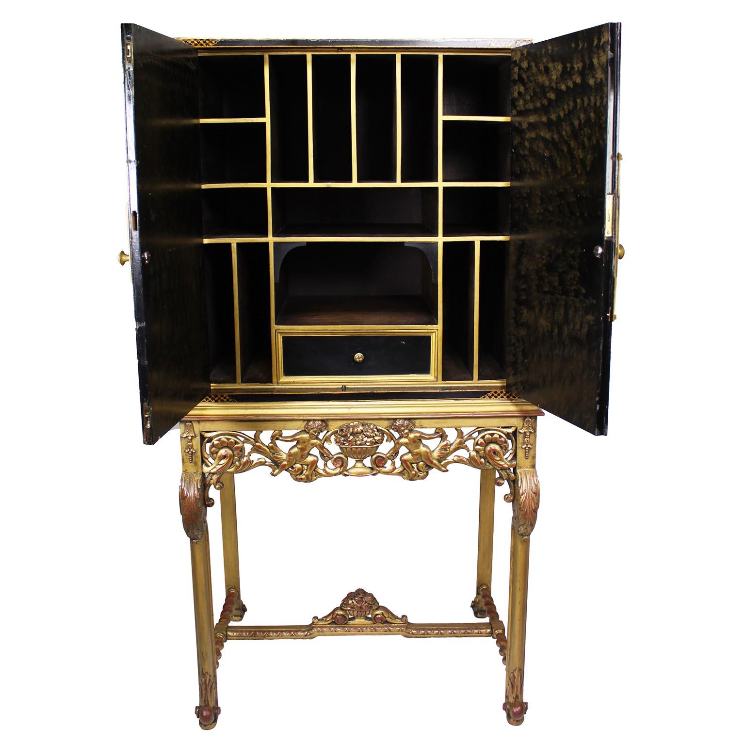British A Franco-English 19th/20th Century Chinoiserie Style Two-Door Cabinet on Stand For Sale