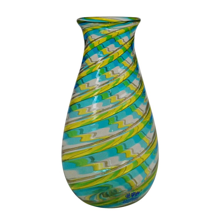 Fratelli Toso 'A Canne' Vase with Aventurin, Murano, circa 1965 For