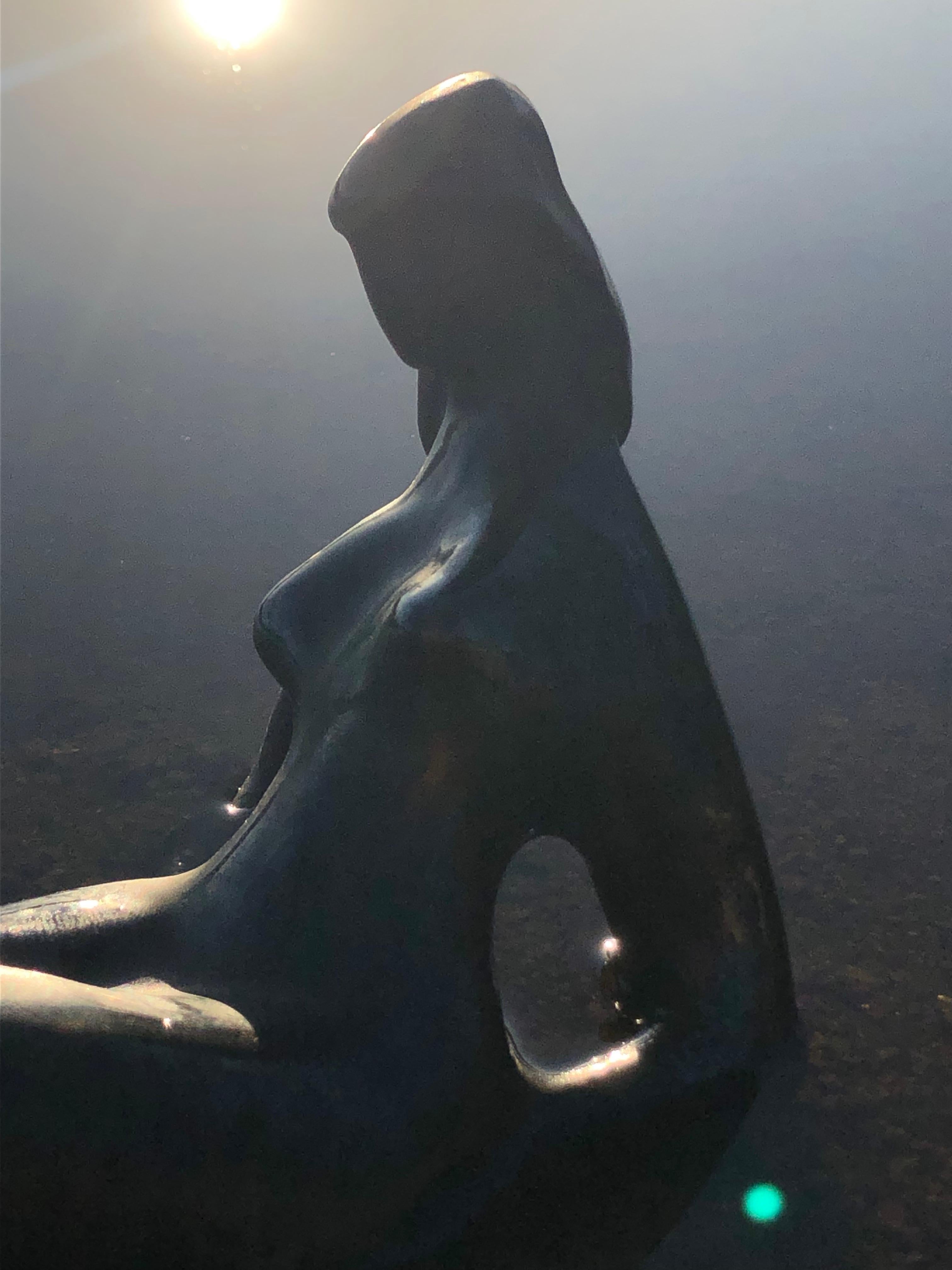 SCULTURA MODERNISTA DI DONNA SEDUTA in ceramica a forma libera di ACCOLAY Francia 1950 in vendita 7