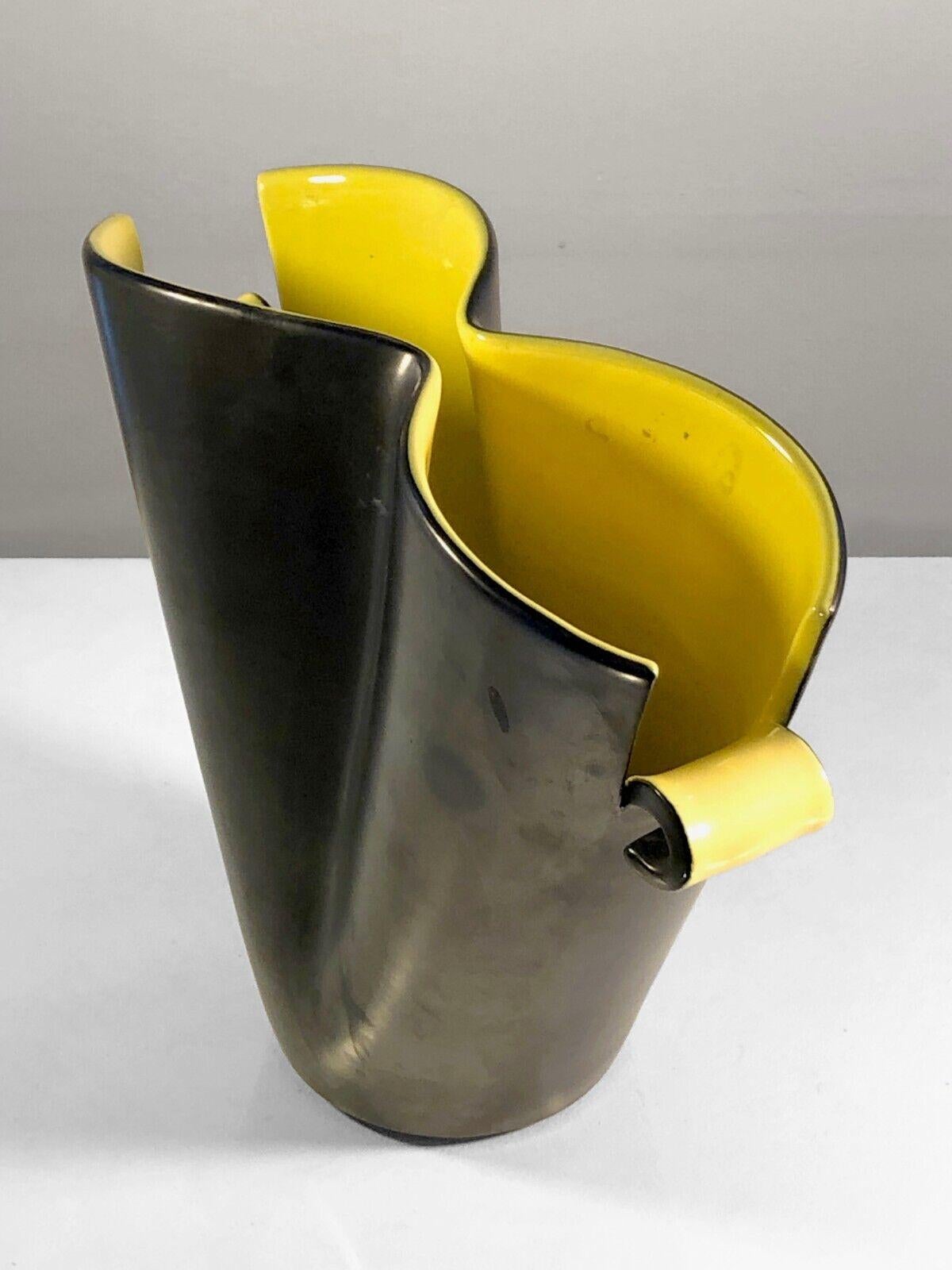 Vaso in ceramica MODERNISTA FREE-FORM  di Elchinger, Francia 1950 in vendita 1
