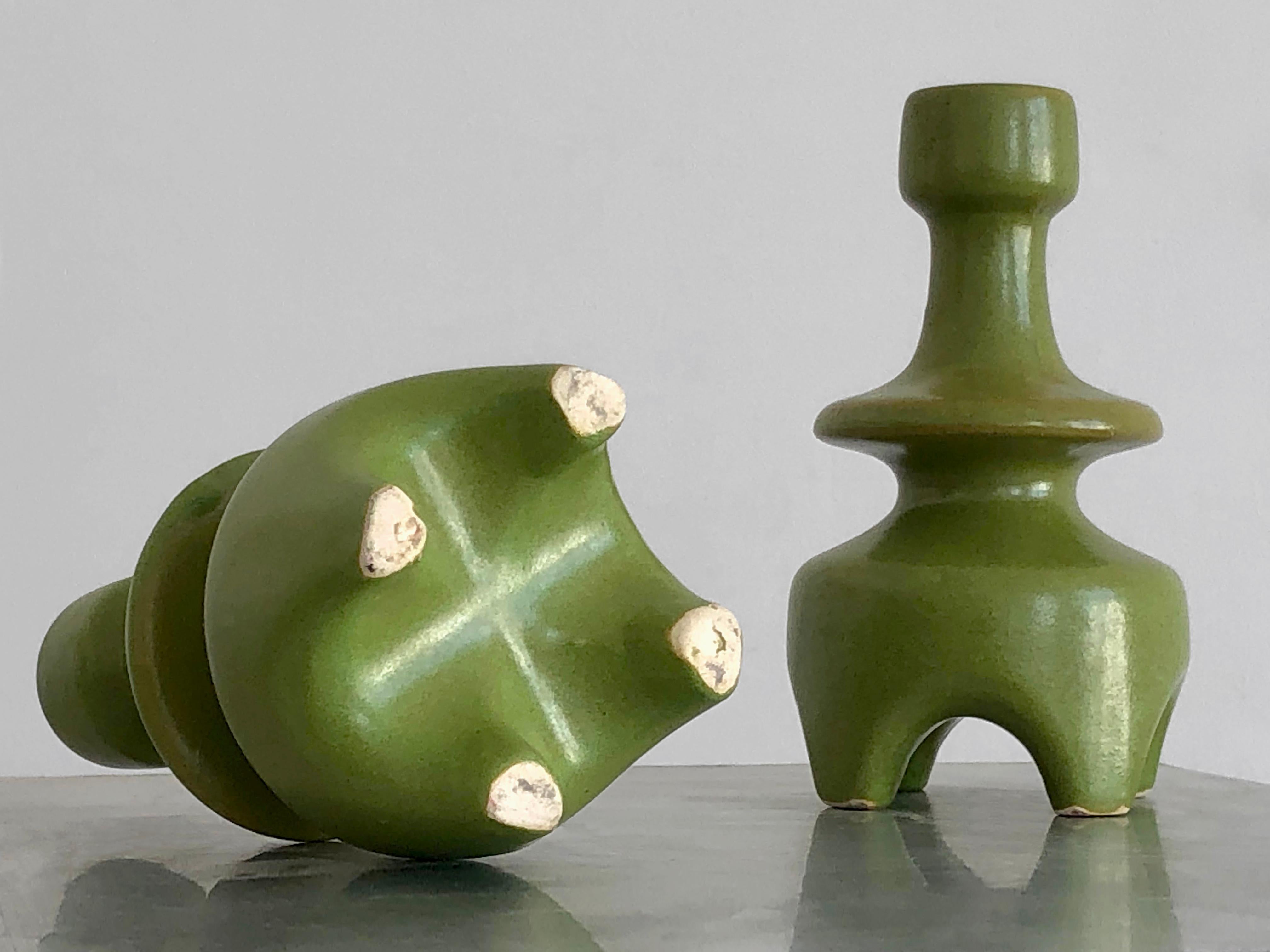 PAR DE VELAS DE CERÁMICA MODERNISTA DE FORMA LIBRE  por ANDRE BAUD, Francia 1950 en Bueno estado para la venta en PARIS, FR