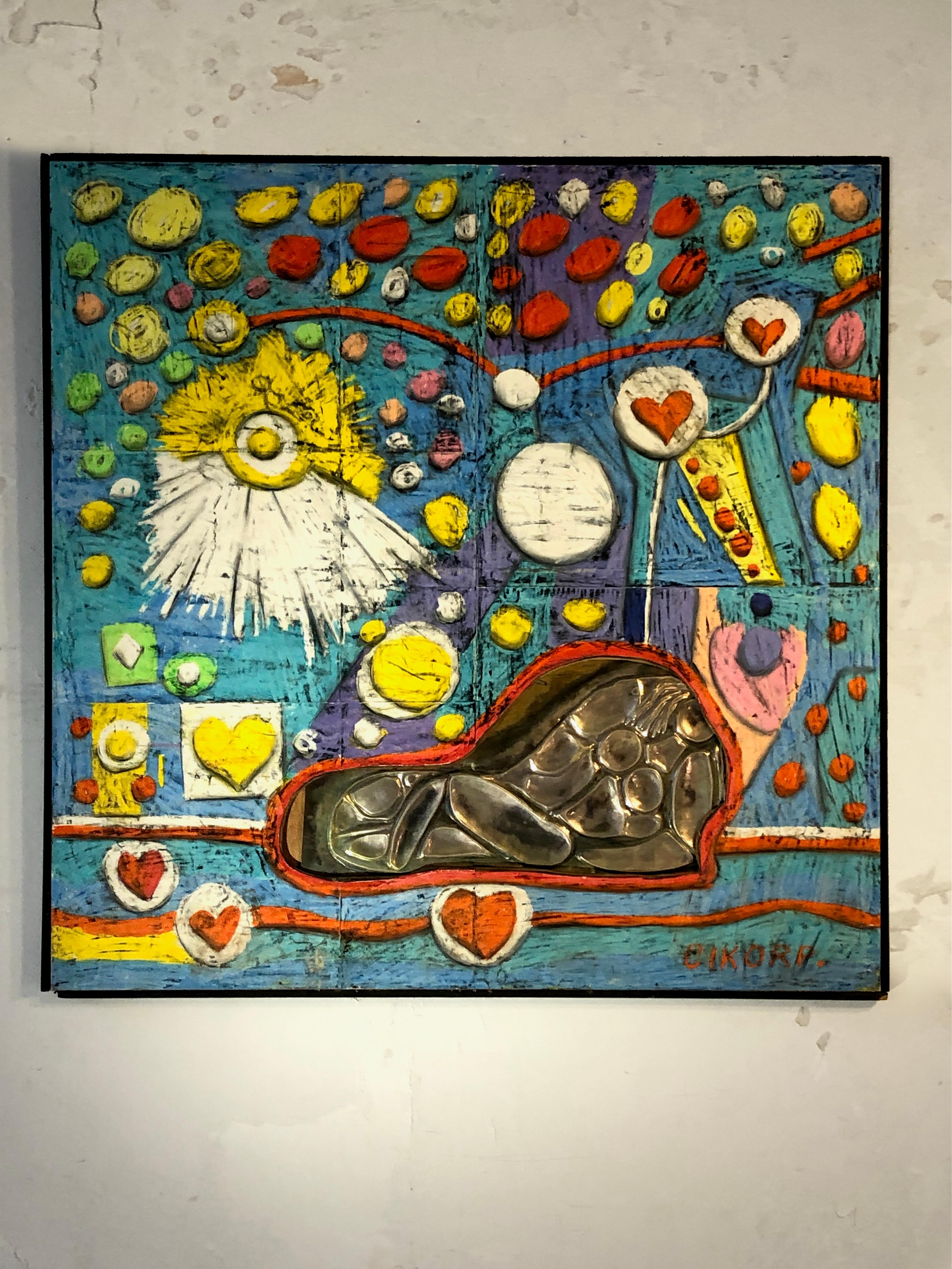 Europeo Pittura grafica e figurativa espressionista libera di Cikorp Francia 1990 in vendita