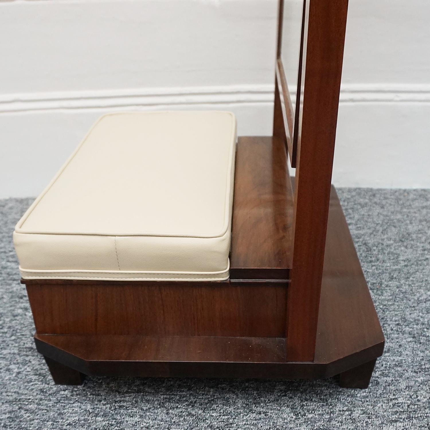 Free Standing Art Deco Cheval Mirror with Cream Leather Knee Cushion For Sale at 1stDibs