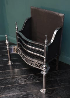 A Free-Standing Polished Steel Fire Grate in the Georgian Form