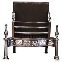 A Free-Standing Polsihed Steel Fire Grate in the Georgian Form