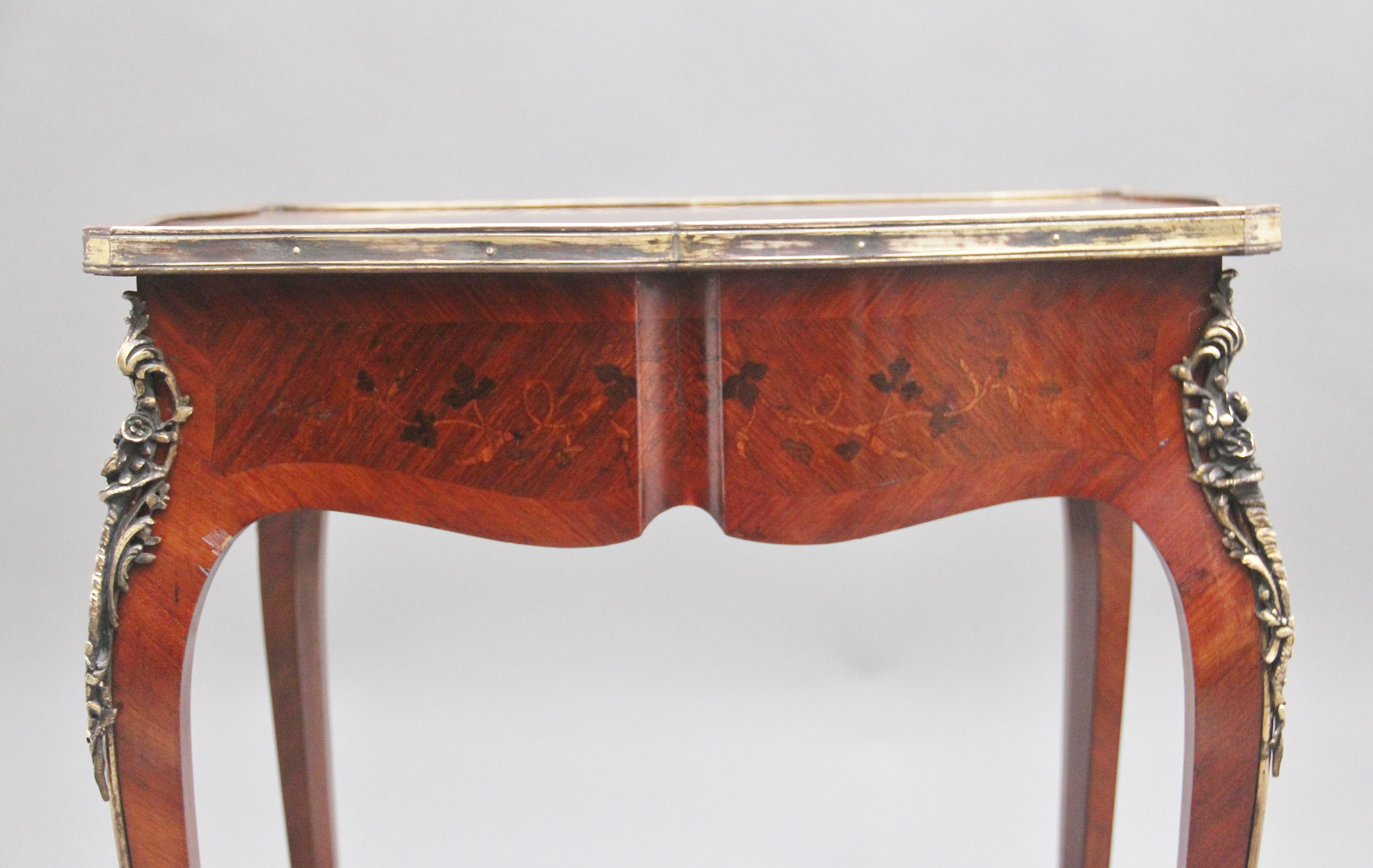 A freestanding 19th Century French Kingwood and marquetry side table For Sale 6