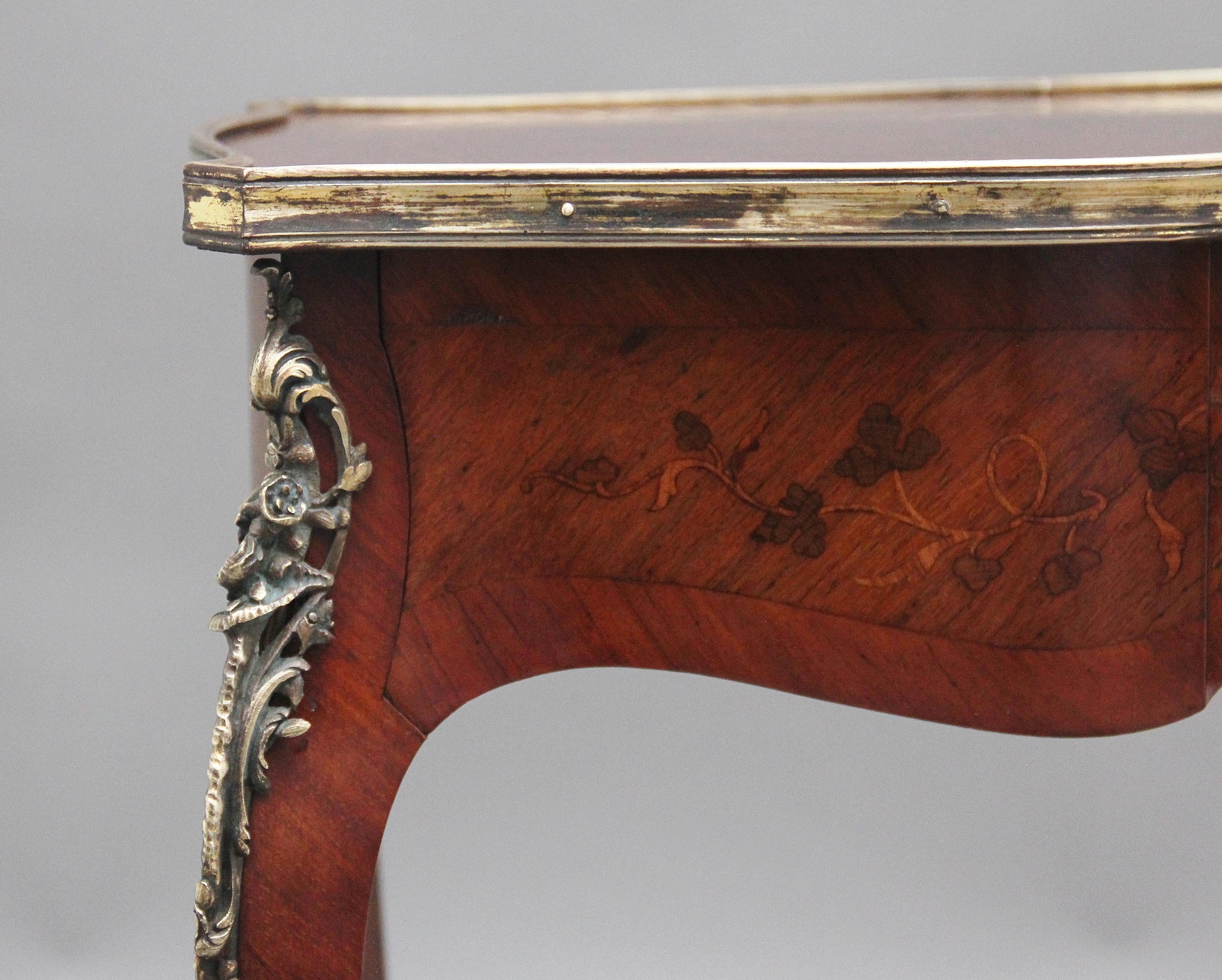 A freestanding 19th Century French Kingwood and marquetry side table For Sale 7