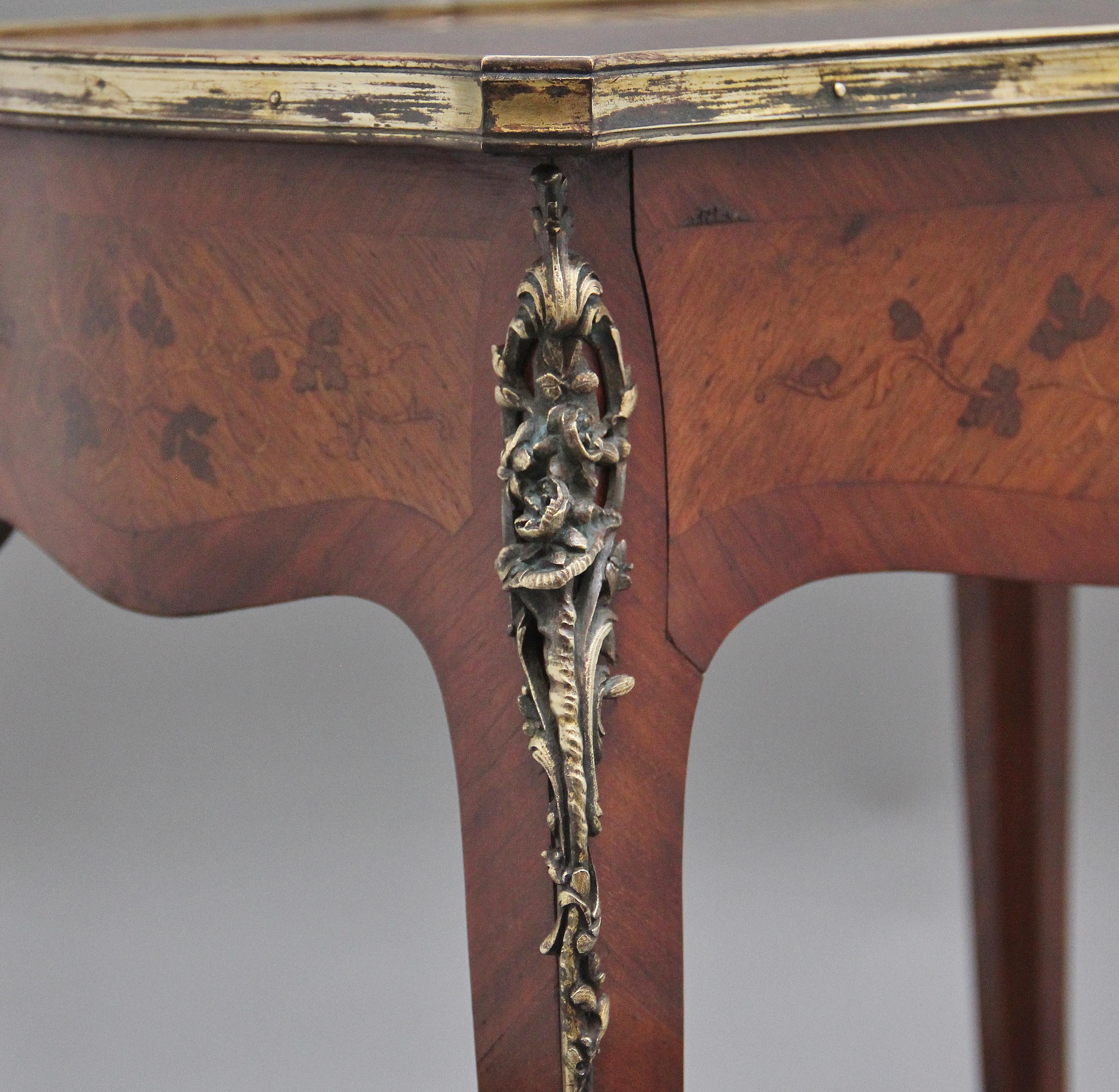A freestanding 19th Century French Kingwood and marquetry side table For Sale 8