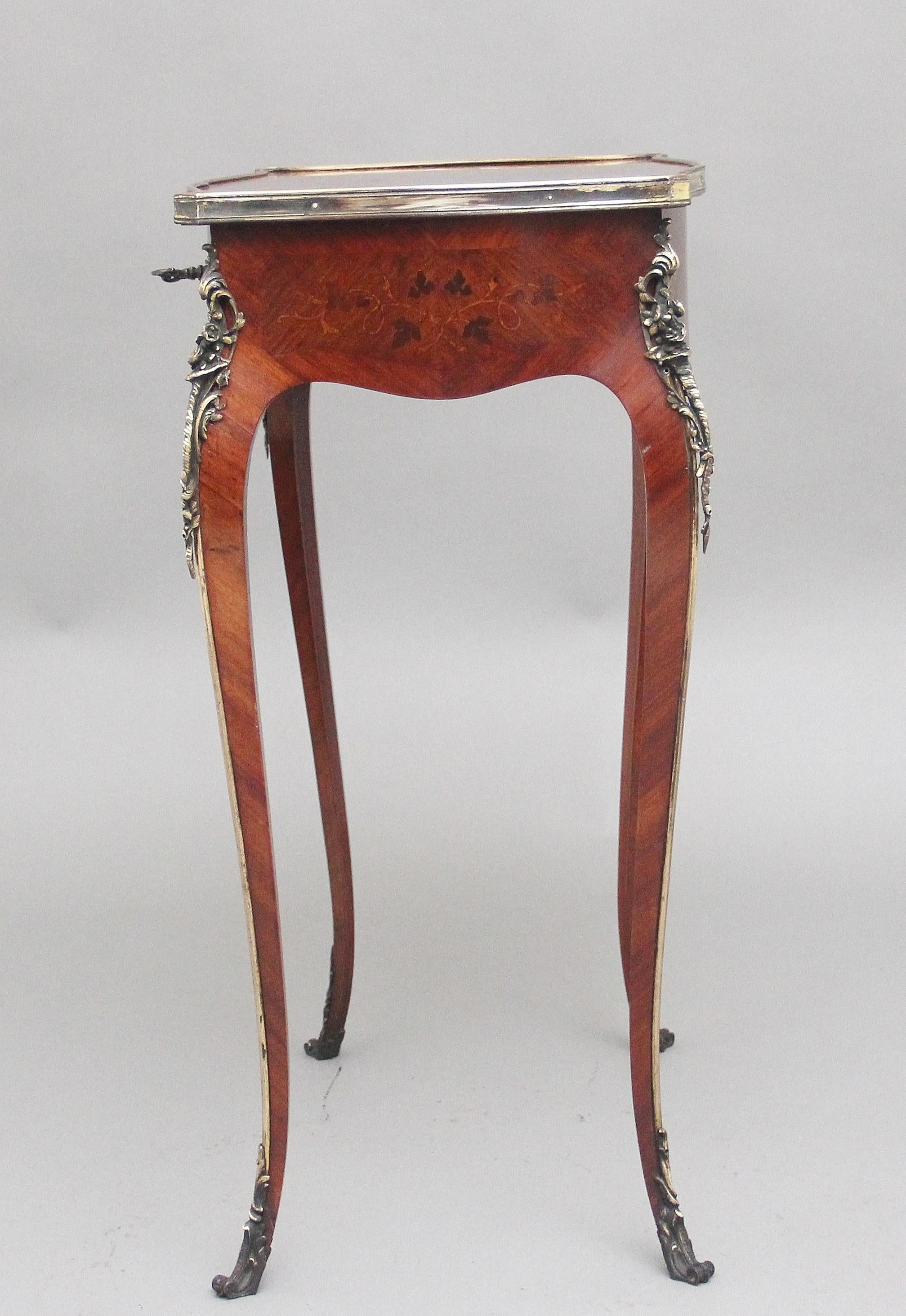 A freestanding 19th Century French Kingwood and marquetry side table For Sale 3